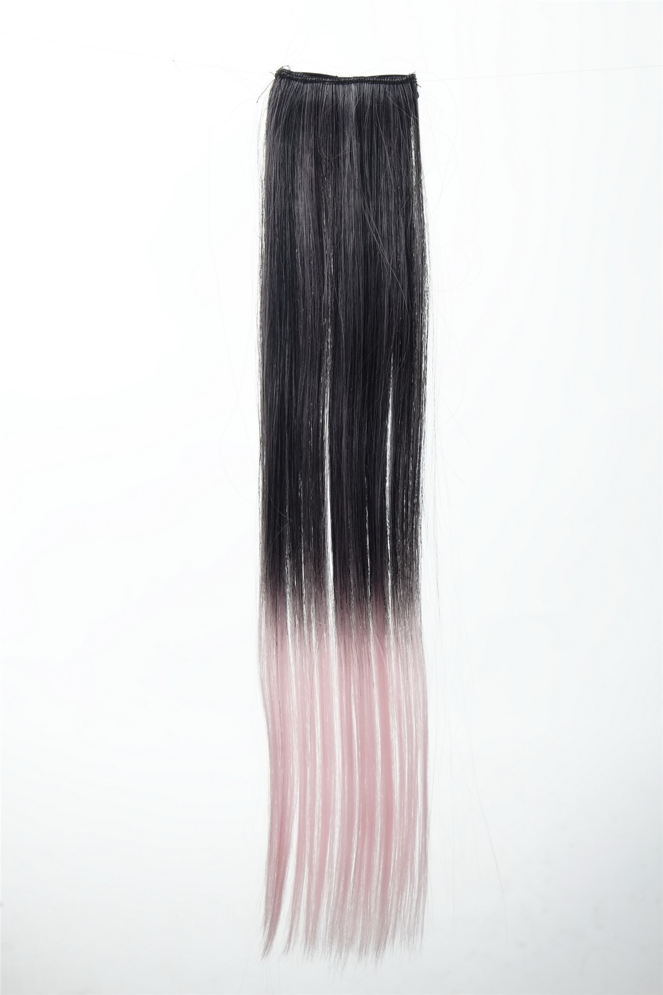 2 Clips Extension Strähne glatt 45 cm Ombre Schwarz Rosa YZF-P2S18P-1BT2333, Vorderansicht, WIG ME UP: Ihr Perücken Online Shop glatte Extensions Samtschwarz-Hellrosa-Mix 45 cm lang