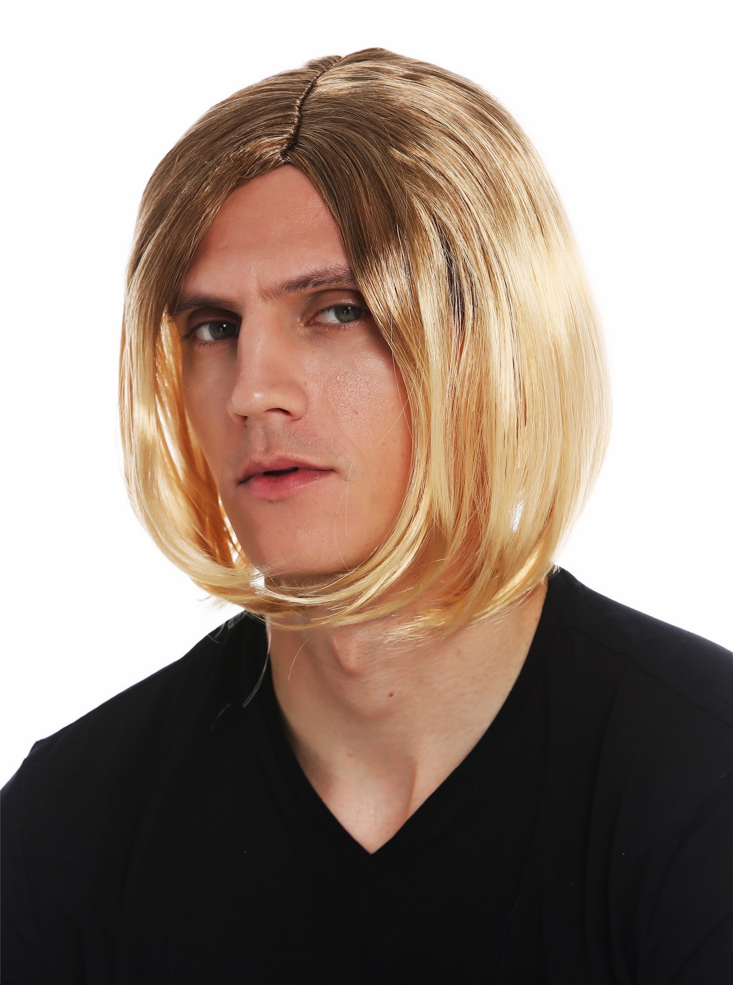günstige Party Perücke, Perücke Herren Mittelscheitel Schönling Braun Blond Ombre 14-ZA30A-02A, Ansicht 3, WIG ME UP: Ihr Perücken Online Shop glatte Party Perücke Kastanienbraun-Goldblond-Mix kurze Haare Unisex
