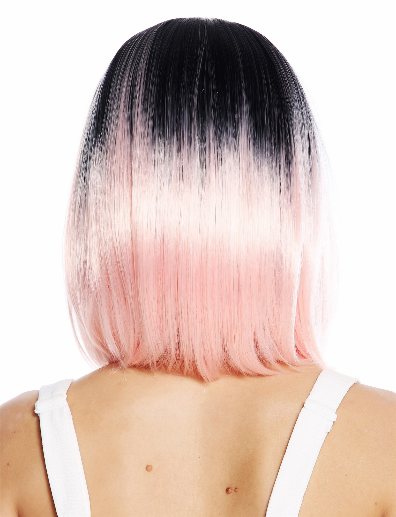 Lady wig short sleek long bob middle parting ombre black light pink ZM-1769, view 4, WIG ME UP: Your Perücken Online Shop Quality Wigs, Ladies, pink-black mix, straight, shoulder-length