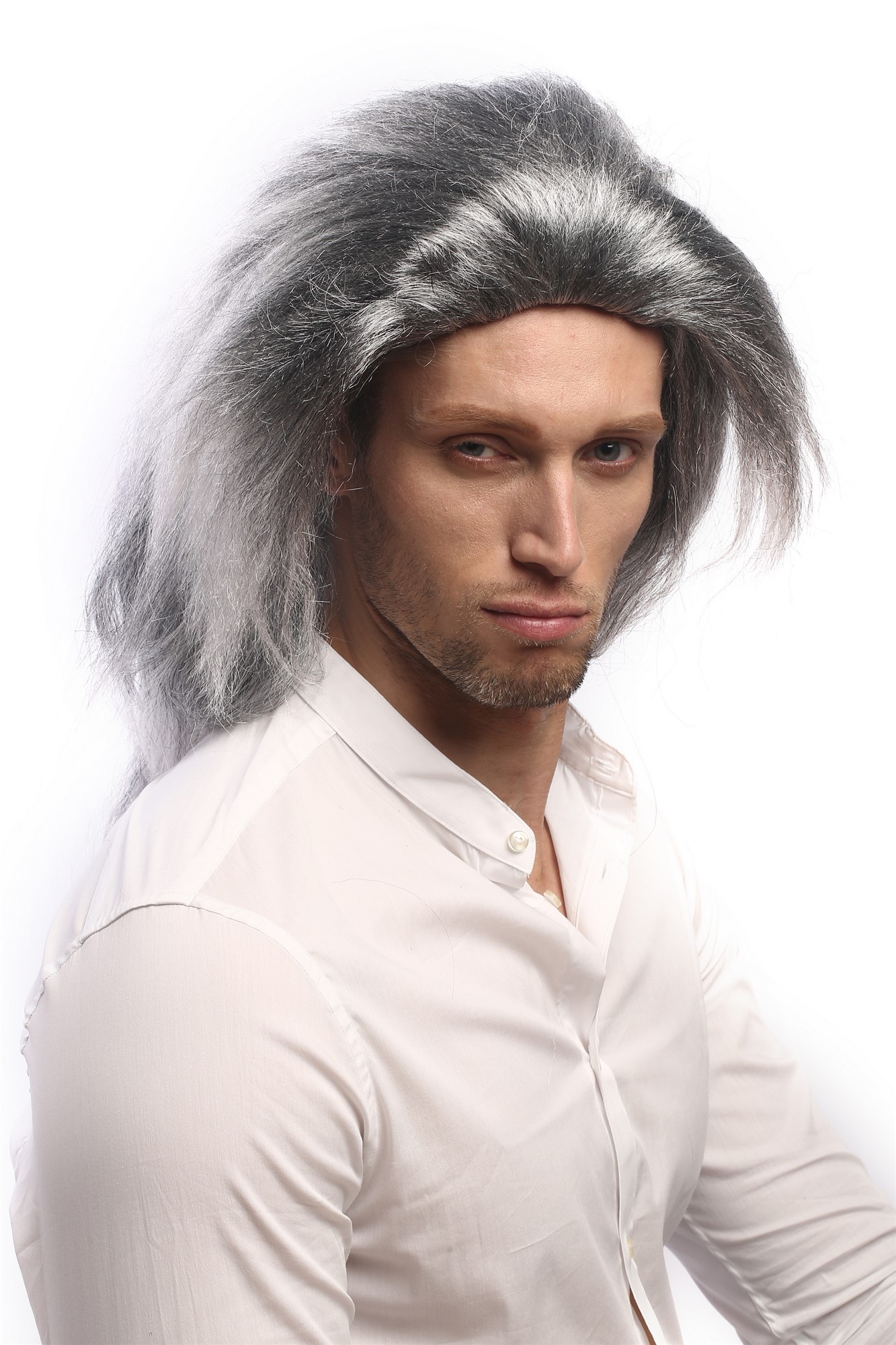 Party Wig, Men, Grey, wavy, shoulder-length