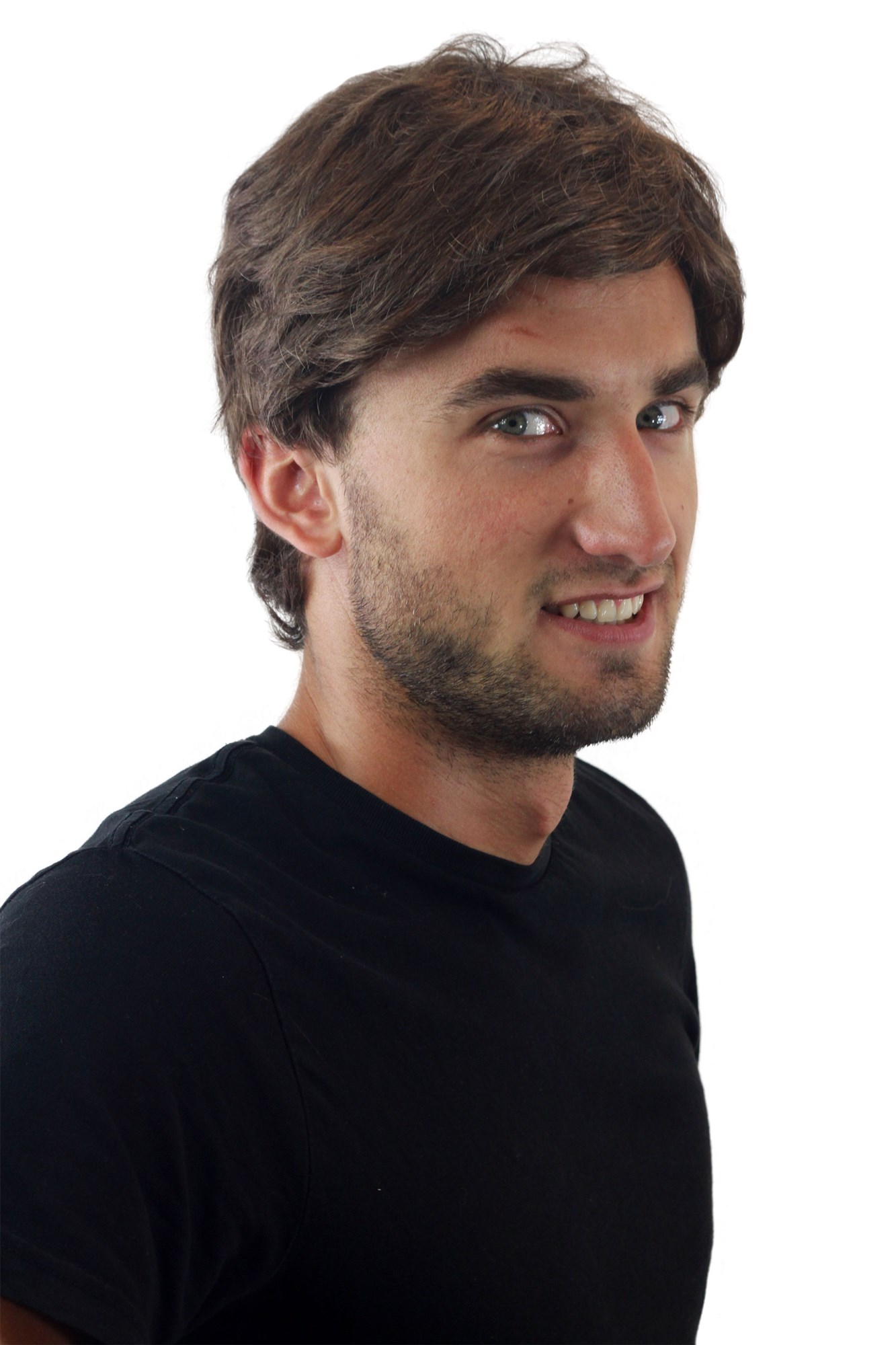Men's Wig synthetic brown short classic confident parting GFW355A-8, view 2, WIG ME UP: Your Perücken Online Shop Quality Wigs, Men, medium blonde, straight, short