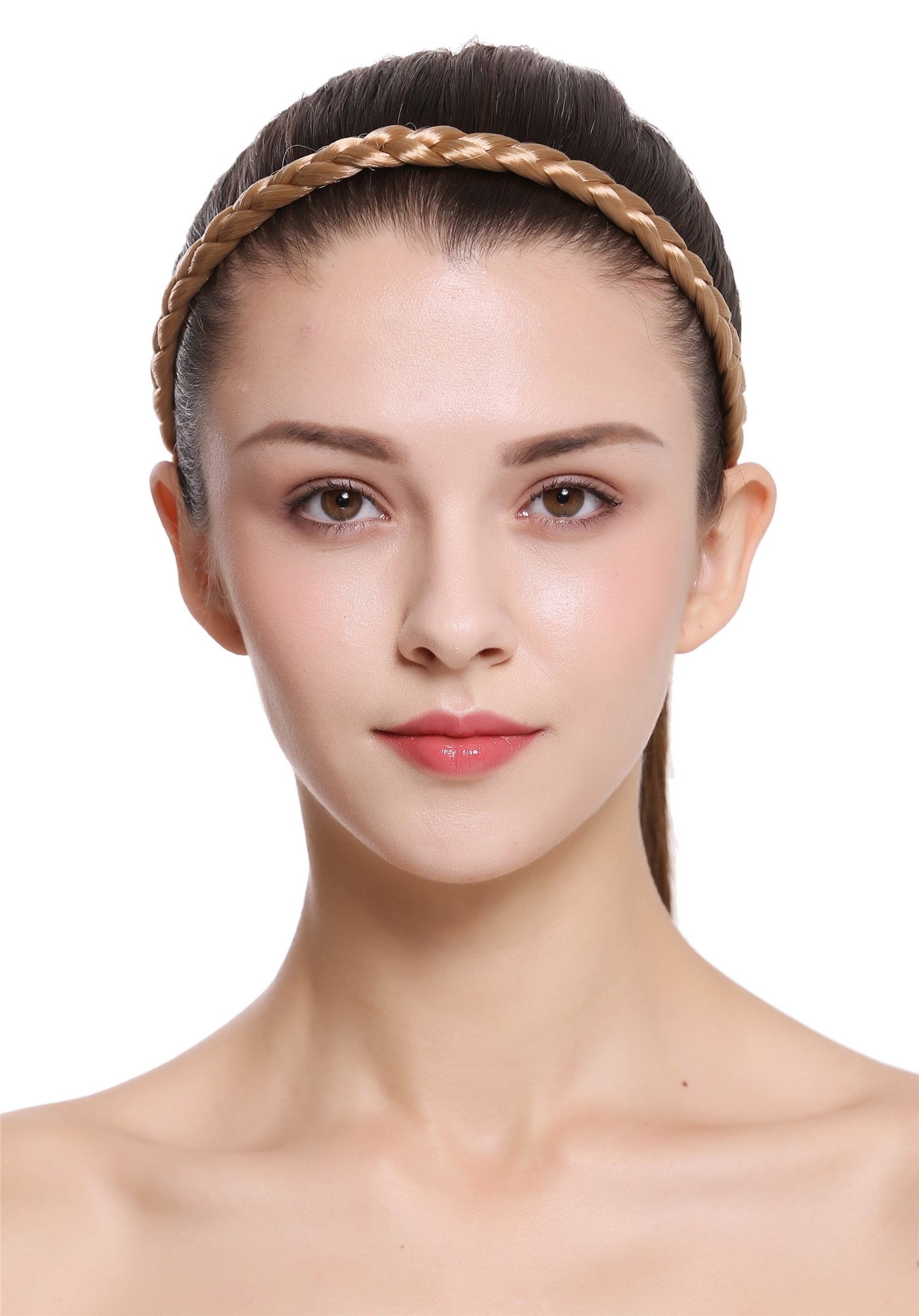 Schmales Haarband geflochten Breite: 1 cm Honigblond CXT-008-216, Ansicht 2, WIG ME UP: Ihr Perücken Online Shop Haarreifen geflochten Honigblond 42 cm