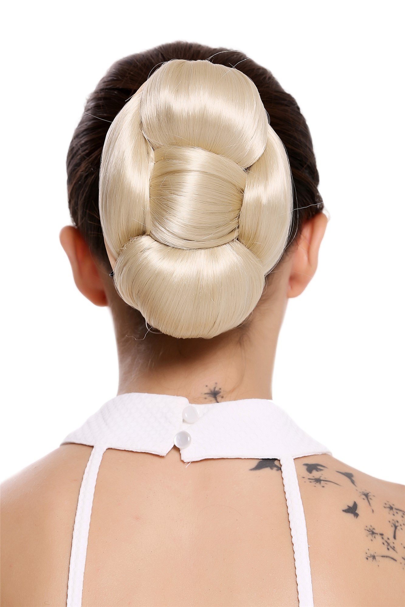 Dutt Haarschleife Haarknoten Schleife Hellblond O2-88, Vorderansicht, WIG ME UP: Ihr Perücken Online Shop glatter Dutt Haarteil Hellblond