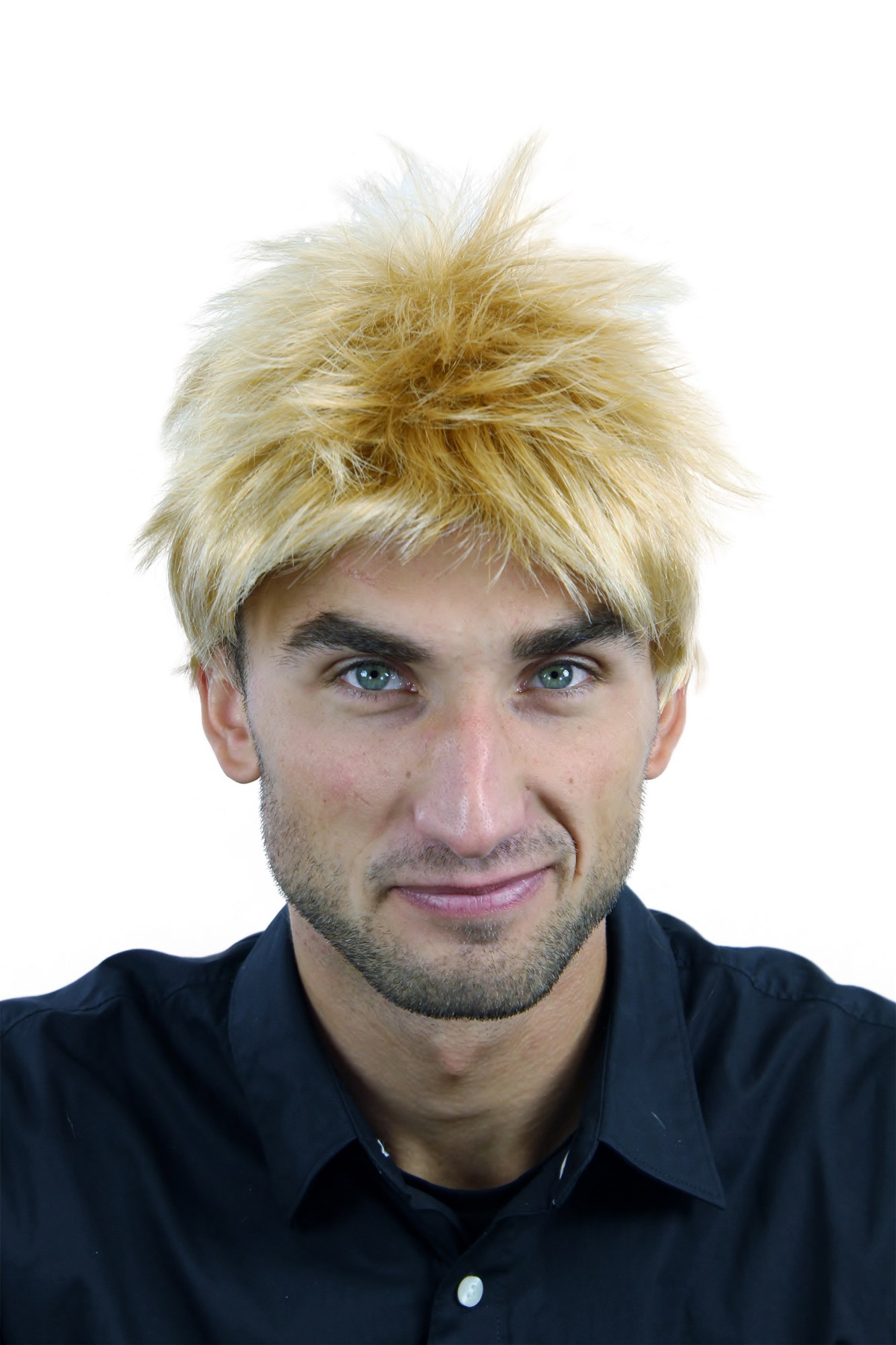 hochwertige Qualitätsperücken, Herrenperücke Wild Goldblond Mix TC-1012-22T/144+A51, Vorderansicht, WIG ME UP: Ihr Perücken Online Shop wellige Tressen-Perücke Blond-Mix kurze Haare für Herren