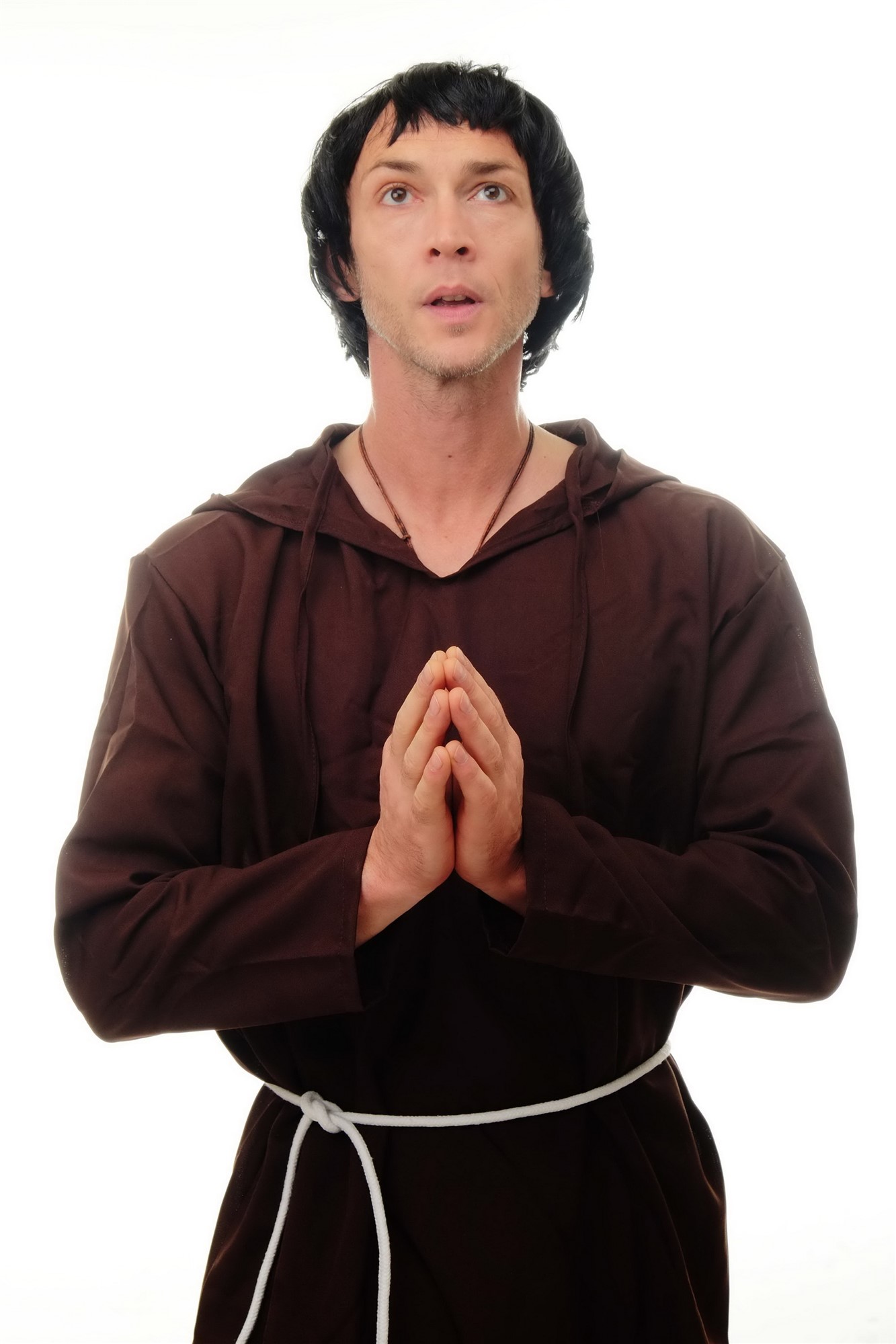 günstige Party Perücke, Perücke Mönch Tonsur Halbglatze Schwarz 90776-ZA103, Ansicht 5, WIG ME UP: Ihr Perücken Online Shop glatte Party Perücke Schwarz kurze Haare für Herren