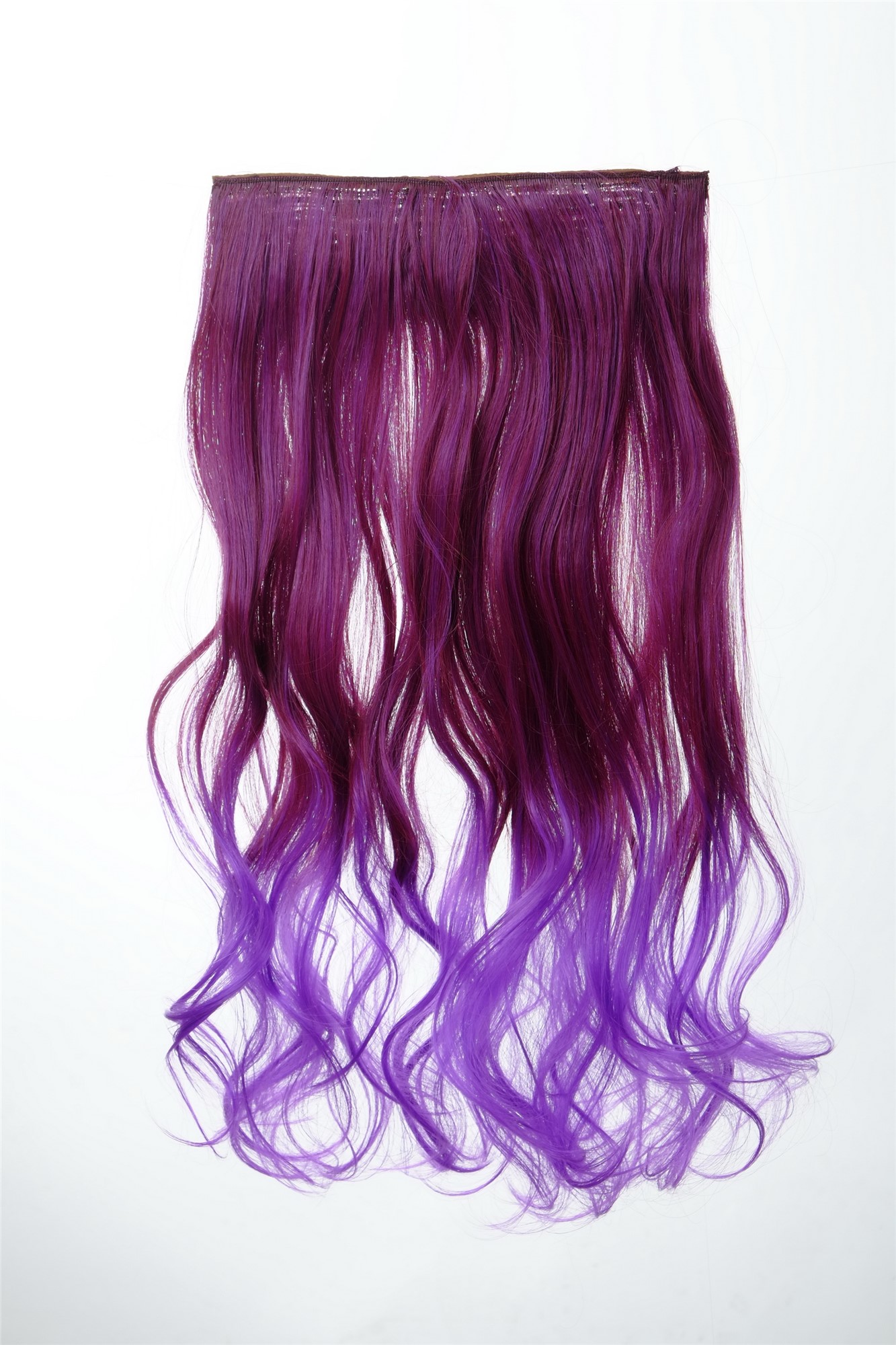 5 Clip-In Extension lockig Ombre Lila Rot-Neonviolett-Mix YZF-3180P-T2315TT3533, Vorderansicht, WIG ME UP: Ihr Perücken Online Shop lockige Halbperücke Auberginerot-Neonviolett-Mix 50 cm lang