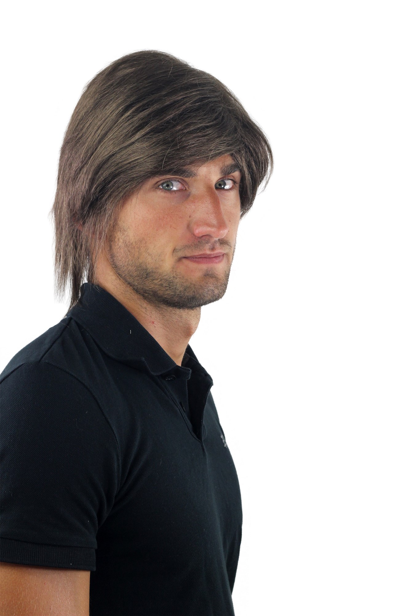 Men's WIG (for Men or Unisex) HIGH  synthetic short long in the neck BROWN medium youthful, view 3, WIG ME UP: Your Perücken Online Shop Quality Wigs, Men, medium brown, straight, short