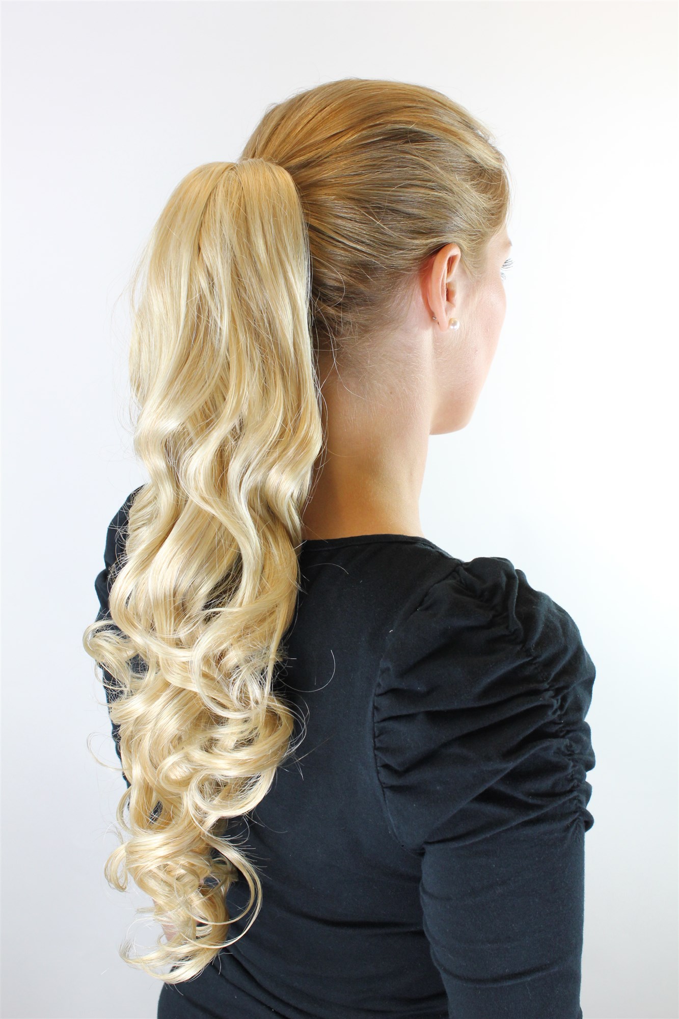 XF-0011-24B Ponytail Hairpiece extension very long wavy traight voluminous medium blond 20", view 2, WIG ME UP: Your Perücken Online Shop Ponytails, golden blonde, wavy, long