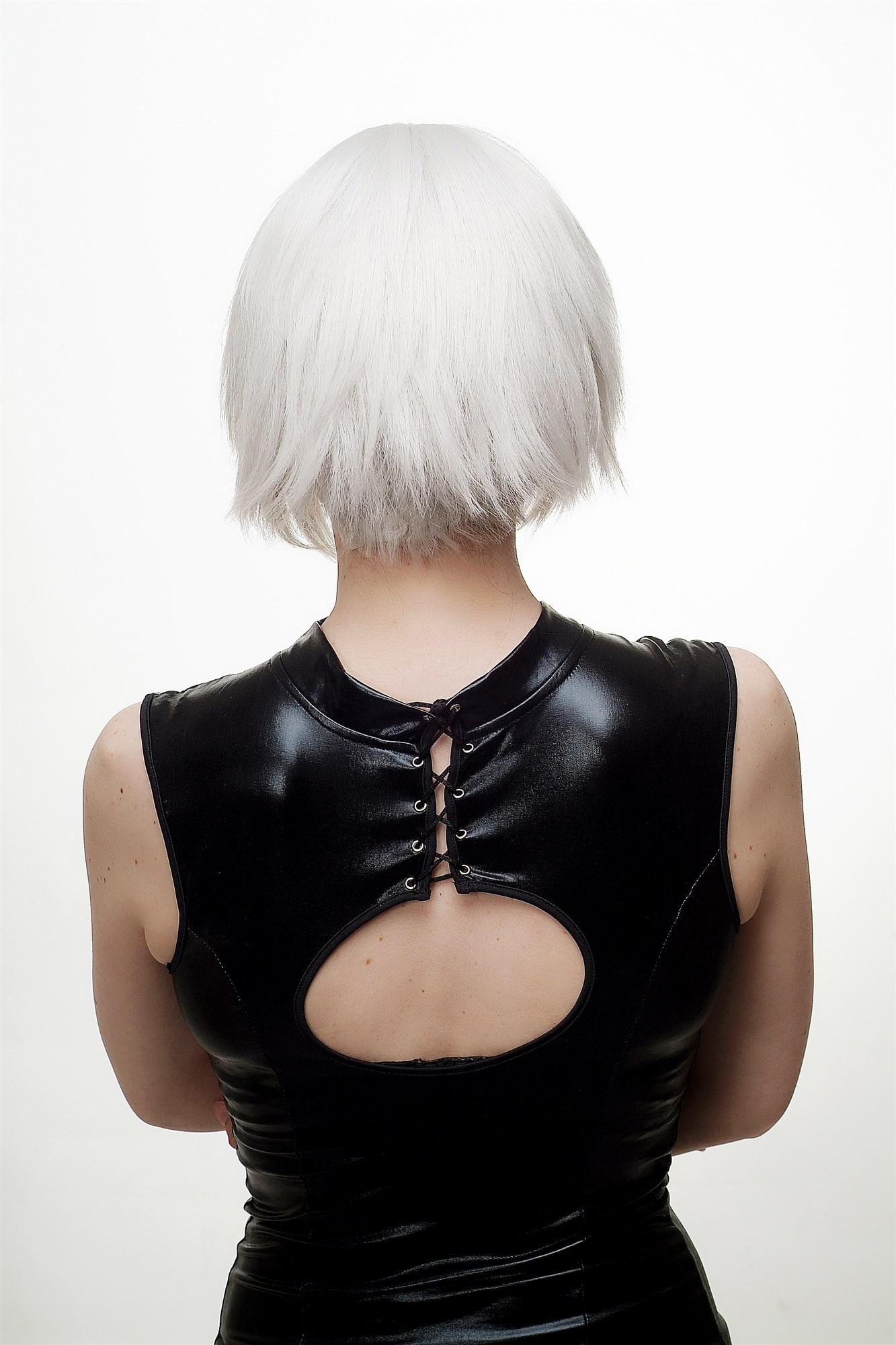 Lady wig women cosplay short wild grey white Bob Wave Goth 1261, view 4, WIG ME UP: Your Perücken Online Shop Quality Wigs, Ladies, white-gray, straight, short