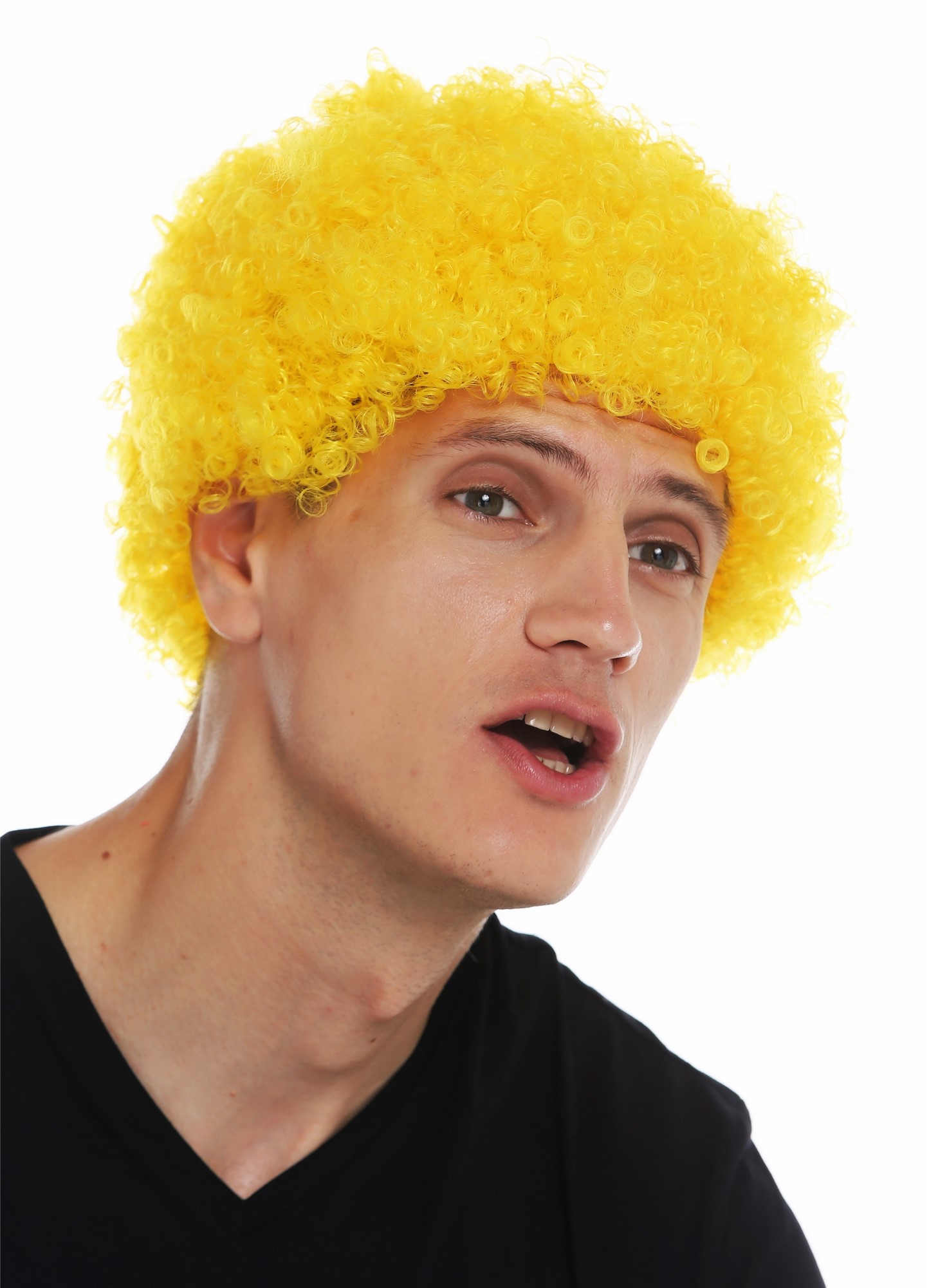Wig carnival men women clown short afro frizzy curly frizzy head yellow MMAM-9M, view 3, WIG ME UP: Your Perücken Online Shop Party Wig, Unisex, bright yellow, curled, short