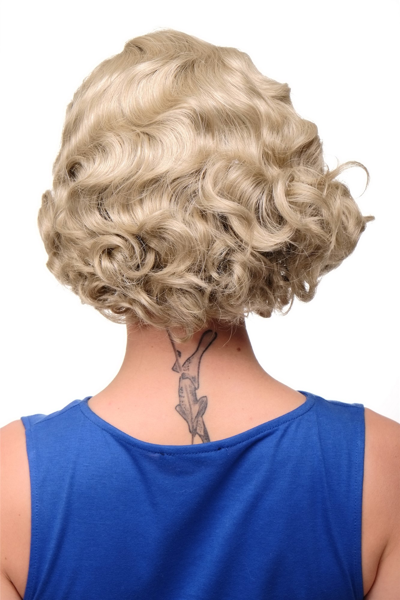 hochwertige Qualitätsperücken, Damen Perücke 20er Jahre Wasserwelle Hell-Aschblond Modell: A4002, Ansicht 4, WIG ME UP: Ihr Perücken Online Shop wellige Tressen-Perücke mit Kopfhaut-Imitat Hell-Aschblond kurze Haare für Damen