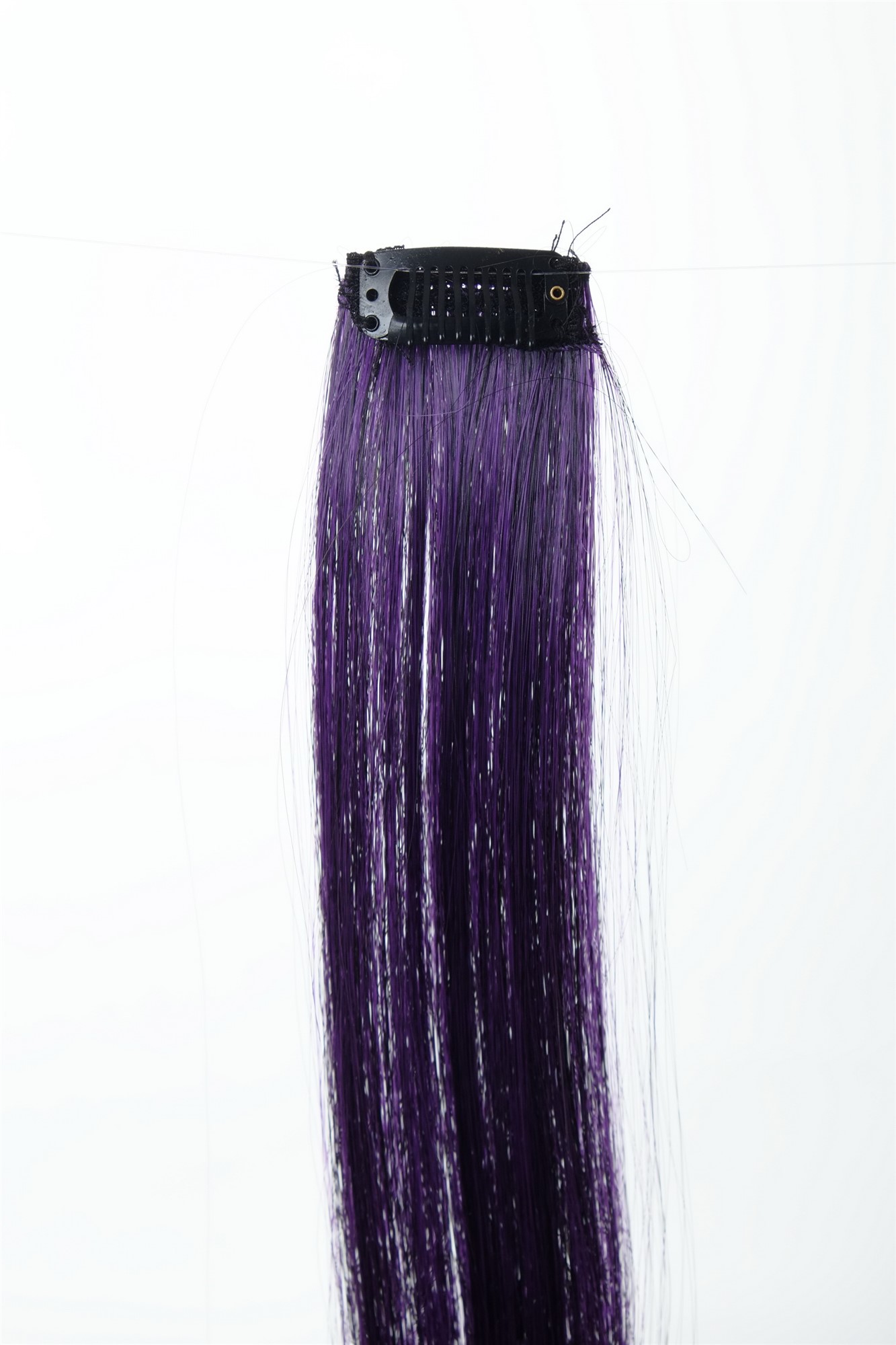 glatte Extensions Samtschwarz-Neonviolett-Mix 45 cm lang