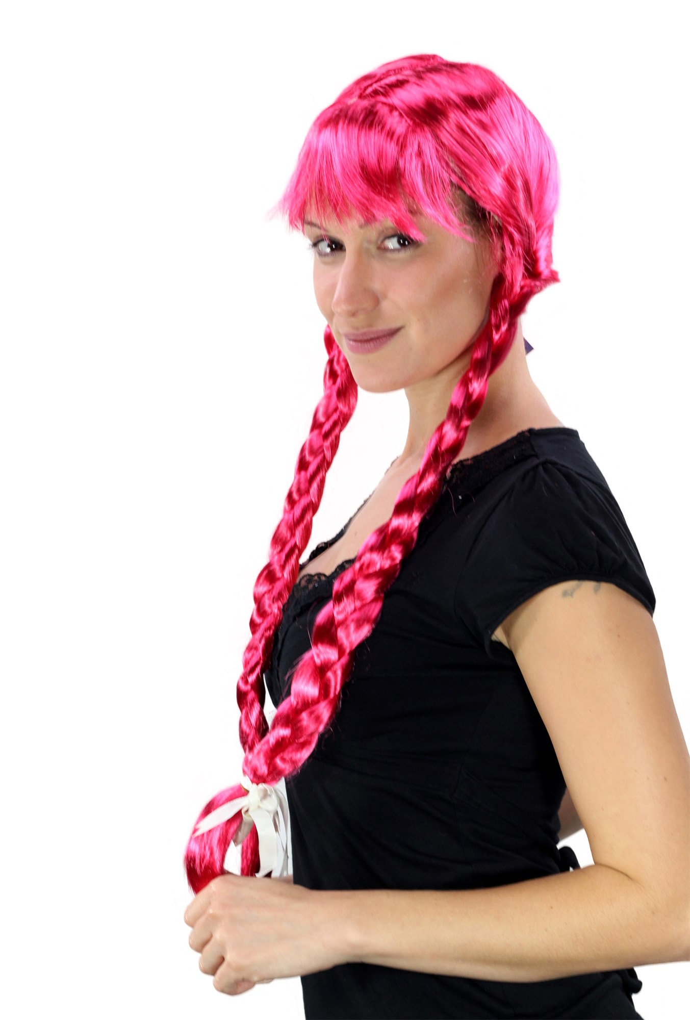Party/Fancy Dress WIG Gothic Lolita Cosplay BAVARIAN GIRL HEIDI 2 long braids pink, view 2, WIG ME UP: Your Perücken Online Shop Party Wig, Ladies, Pink, straight, very long