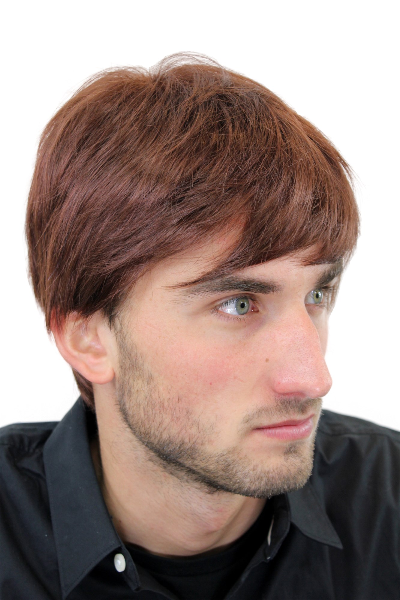 hochwertige Qualitätsperücken, Perücke Herren cool Toupet Kurz Lässig Modisch braun GFW933-33, Ansicht 4, WIG ME UP: Ihr Perücken Online Shop glatte Tressen-Perücke Kastanien-Braun, Dunkel-Mahagoni kurze Haare für Herren