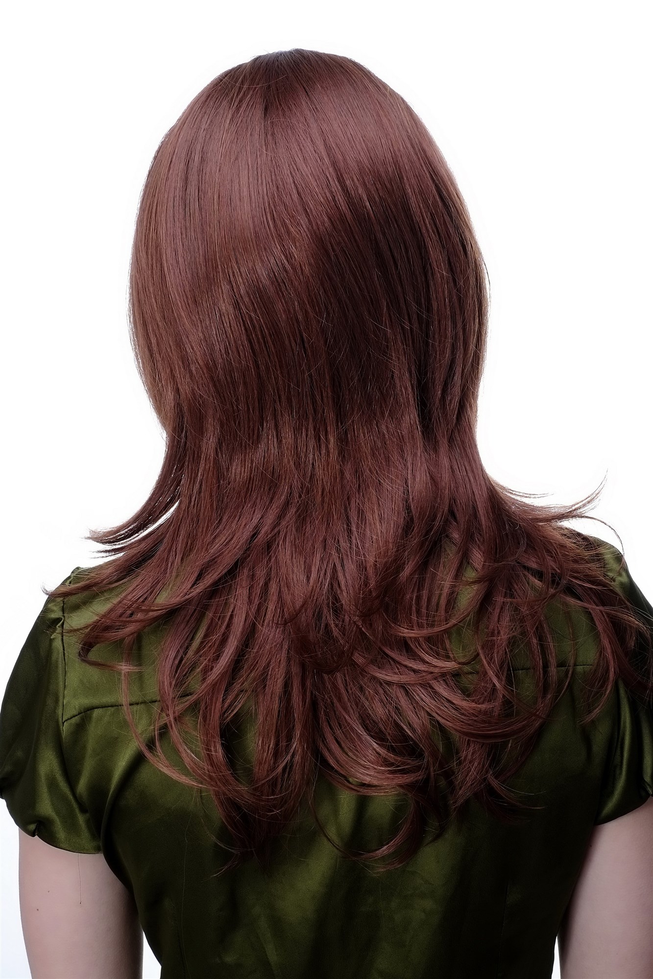 Lady wig women mixed brown & copper red auburn long wavy fringe bangs 4038, view 4, WIG ME UP: Your Perücken Online Shop Quality Wigs, Ladies, red-brown mix, straight, long