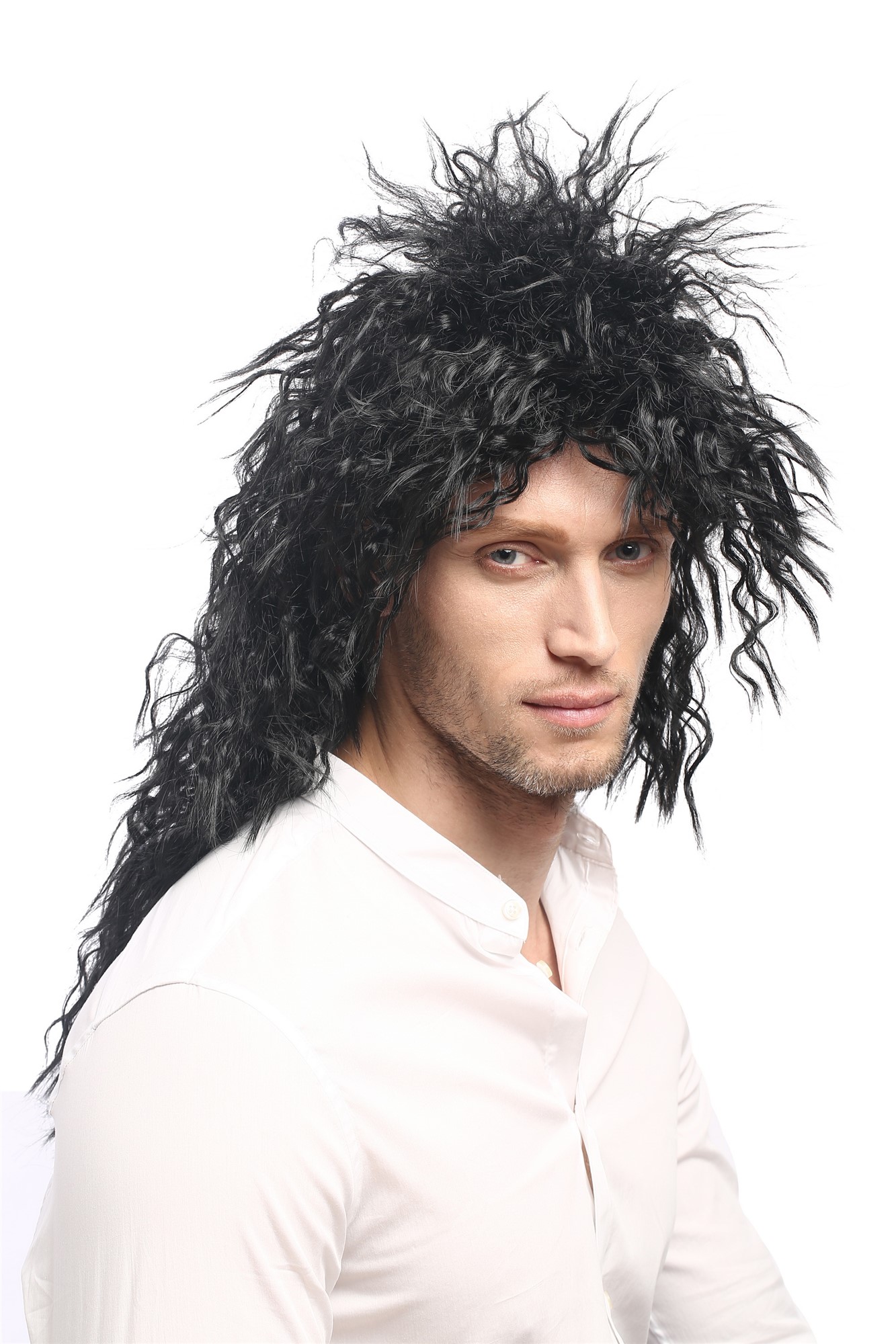 Party Wig, Unisex, Black, curled, long