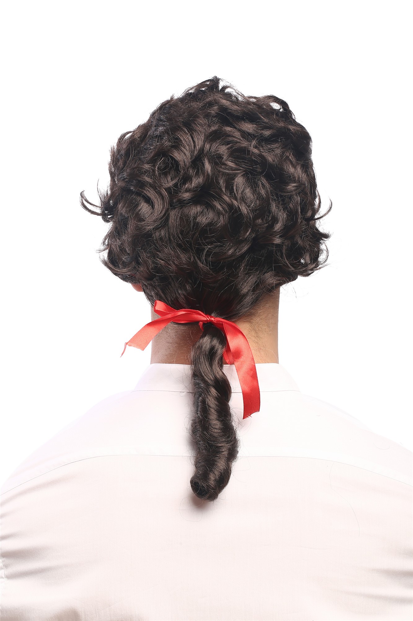 Man Lady Party Wig Casanova Baroque Renaissance short with ponytail ribbon Poet Court Lord brown, view 4, WIG ME UP: Your Perücken Online Shop Party Wig, Men, Brown, curled, shoulder-length