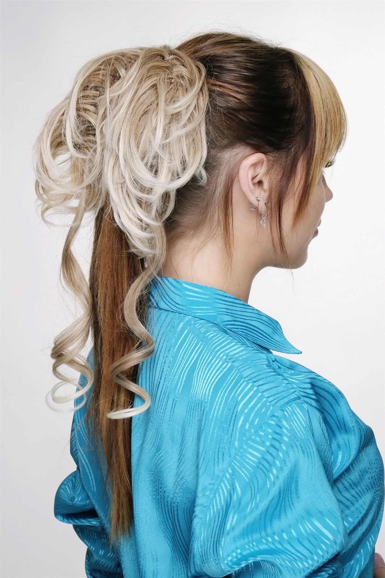Hair Piece baroque voluminous wild curled scrunchy comb blonde mix YZF-3072HT, view 3, WIG ME UP: Your Perücken Online Shop Ponytails, blond mix, curled, shoulder-length