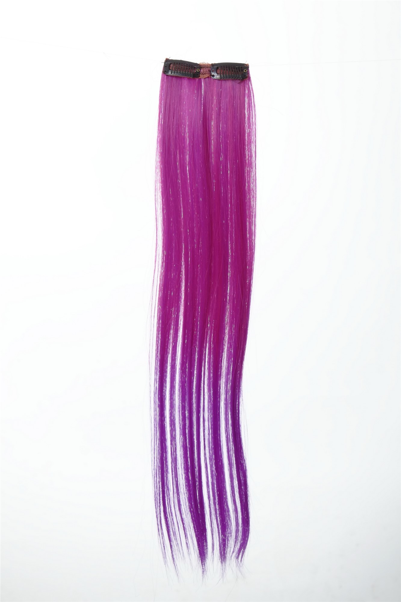 2 Clips Extension Strähne glatt 45 cm Ombre Lila YZF-P2S18P-T2356TT3533, Ansicht 2, WIG ME UP: Ihr Perücken Online Shop glatte Extensions Dunkelrosa-Neonviolett-Mix 45 cm lang