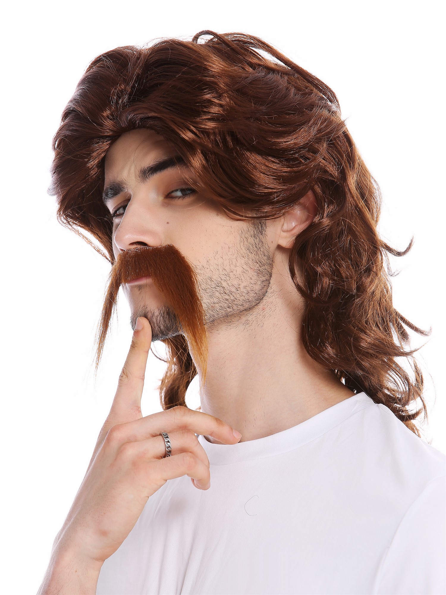 Party Wig, Men, Brown, wavy, shoulder-length