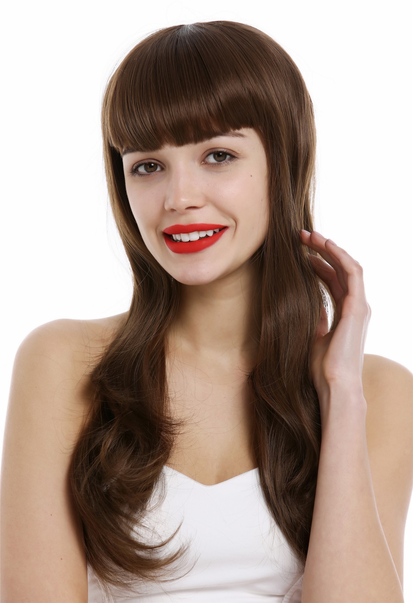 Lady wig long wavy wide bangs 60s vintage retro style medium brown st20120021, view 3, WIG ME UP: Your Perücken Online Shop Quality Wigs, Ladies, medium golden brown, wavy, long