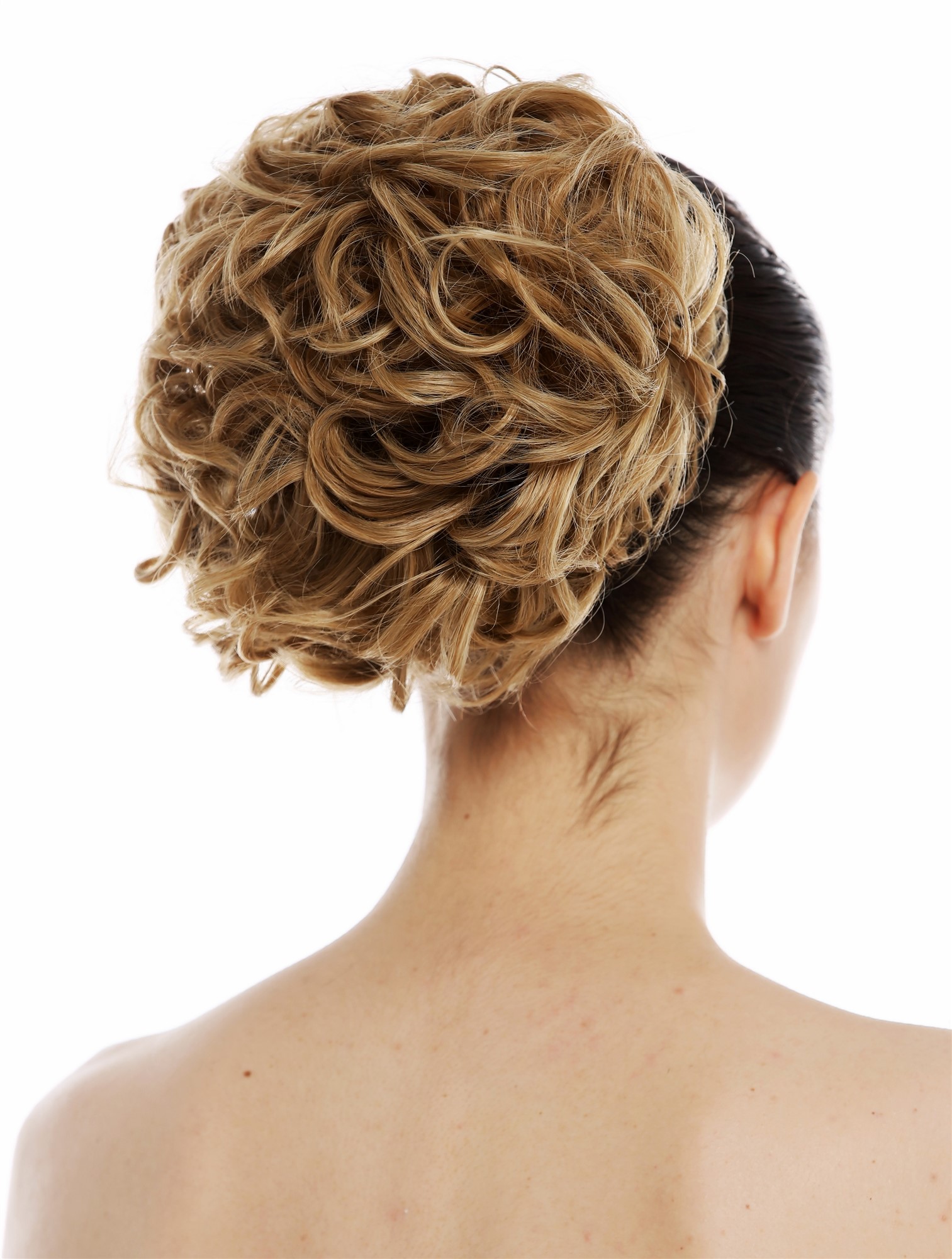 Haarteil Haarnest Haarrose voluminös lockig wellig Blond Mix TYP-670-W24/613, Vorderansicht, WIG ME UP: Ihr Perücken Online Shop lockiger Dutt Haarteil Blond-Mix