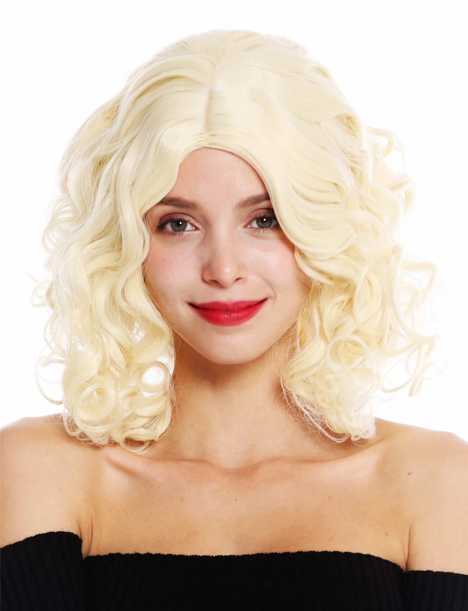 Women's wig shoulder length middle parting curls curly light blonde GFW3200, view 2, WIG ME UP: Your Perücken Online Shop Quality Wigs, Ladies, platinum blonde, curled, shoulder-length