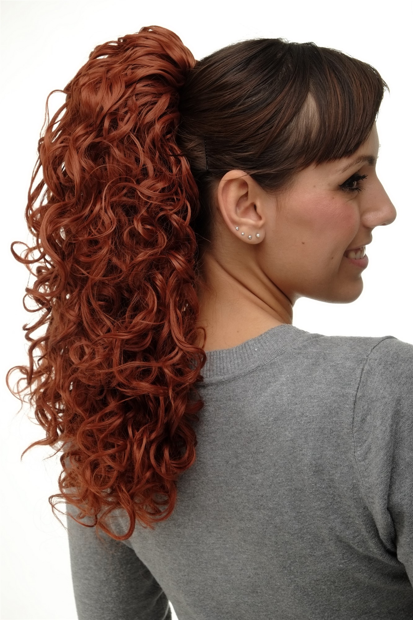 Hairpiece Ponytail with 2 combs/clips & elastic draw string long full curls voluminous copper red, view 5, WIG ME UP: Your Perücken Online Shop Ponytails, copper, curled, shoulder-length