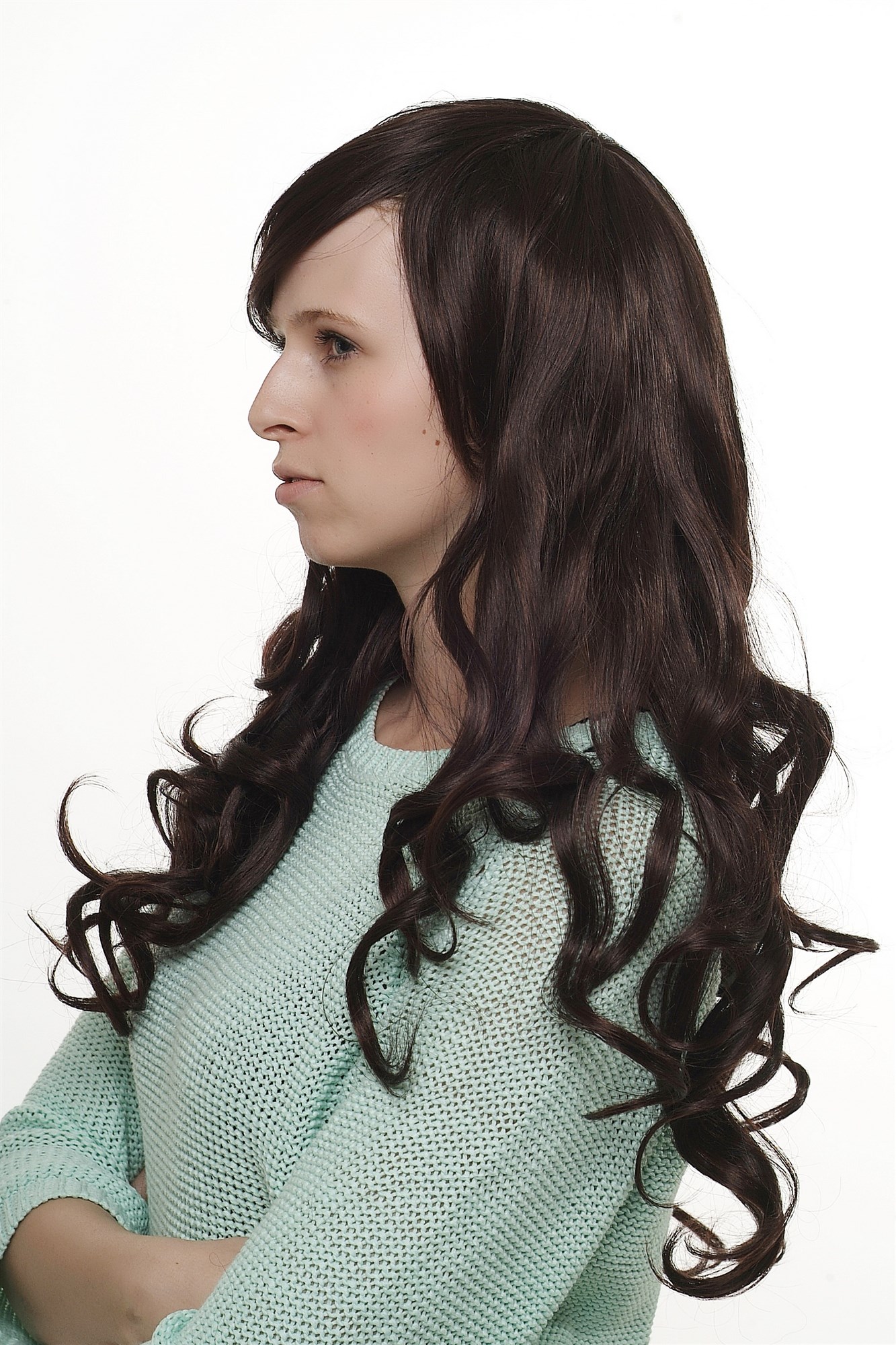 Lady wig long mahogany brown mix parting beautiful slight curls curled 3433, view 4, WIG ME UP: Your Perücken Online Shop Quality Wigs, Ladies, black-brown-mahogany brown, curled, long