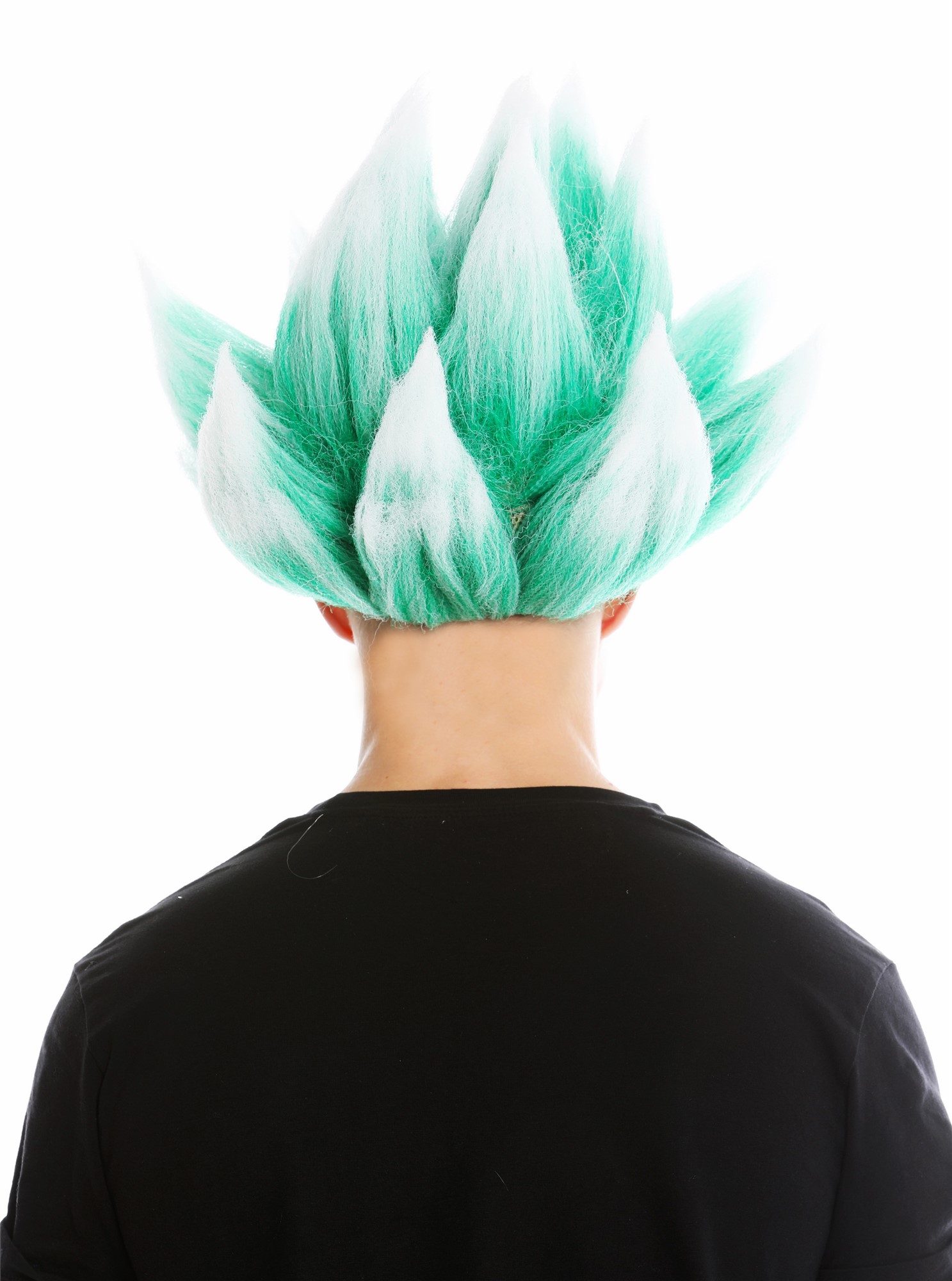 Wig men women carnival teased high demon devil troll flower green white LM-19, view 4, WIG ME UP: Your Perücken Online Shop Party Wig, Unisex, Light green with white tips, wavy, short