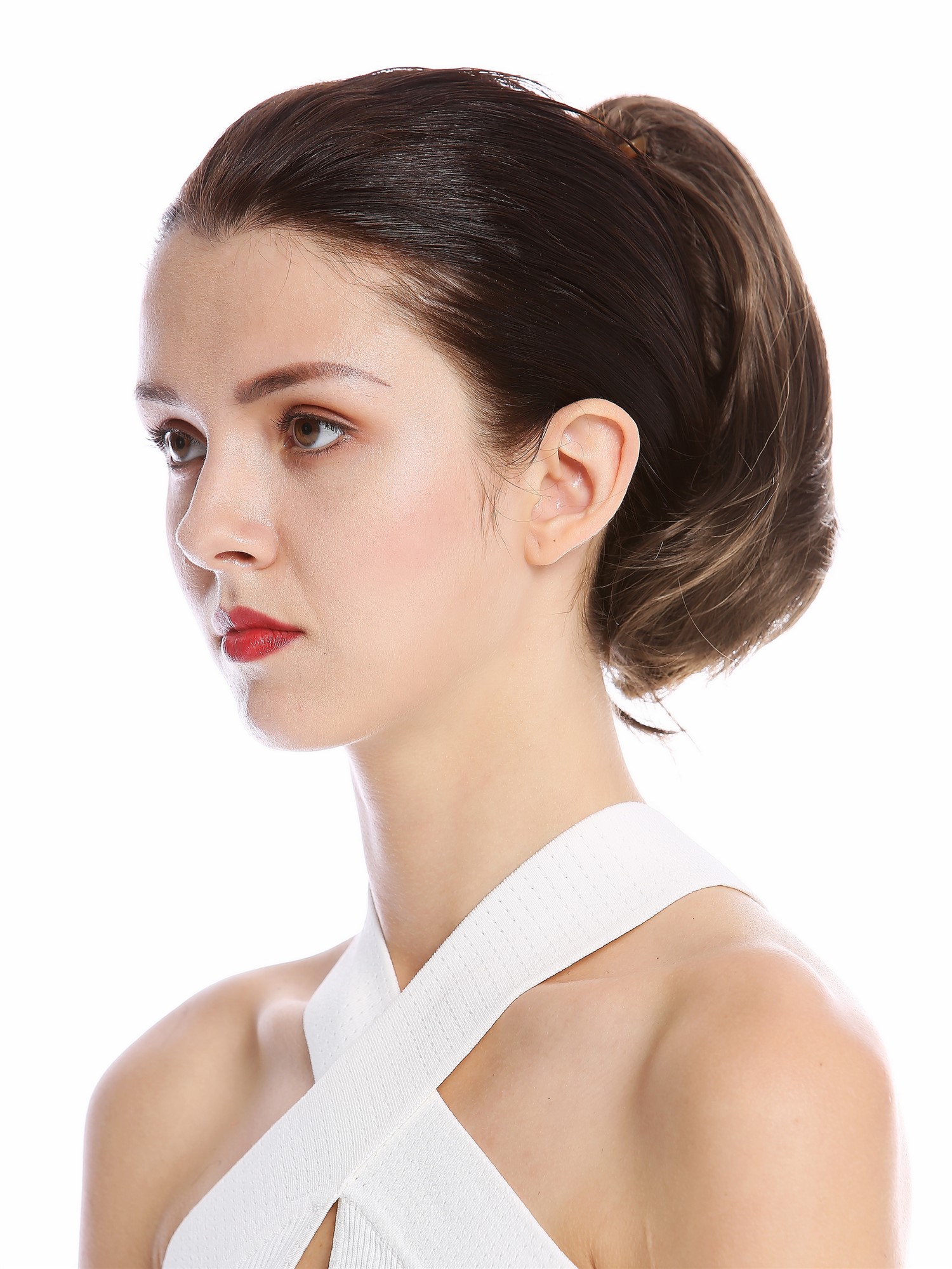 Ponytail Hairpiece very short straight but voluminous medium brown N869, view 3, WIG ME UP: Your Perücken Online Shop Ponytails, dark ash brown, curled, short