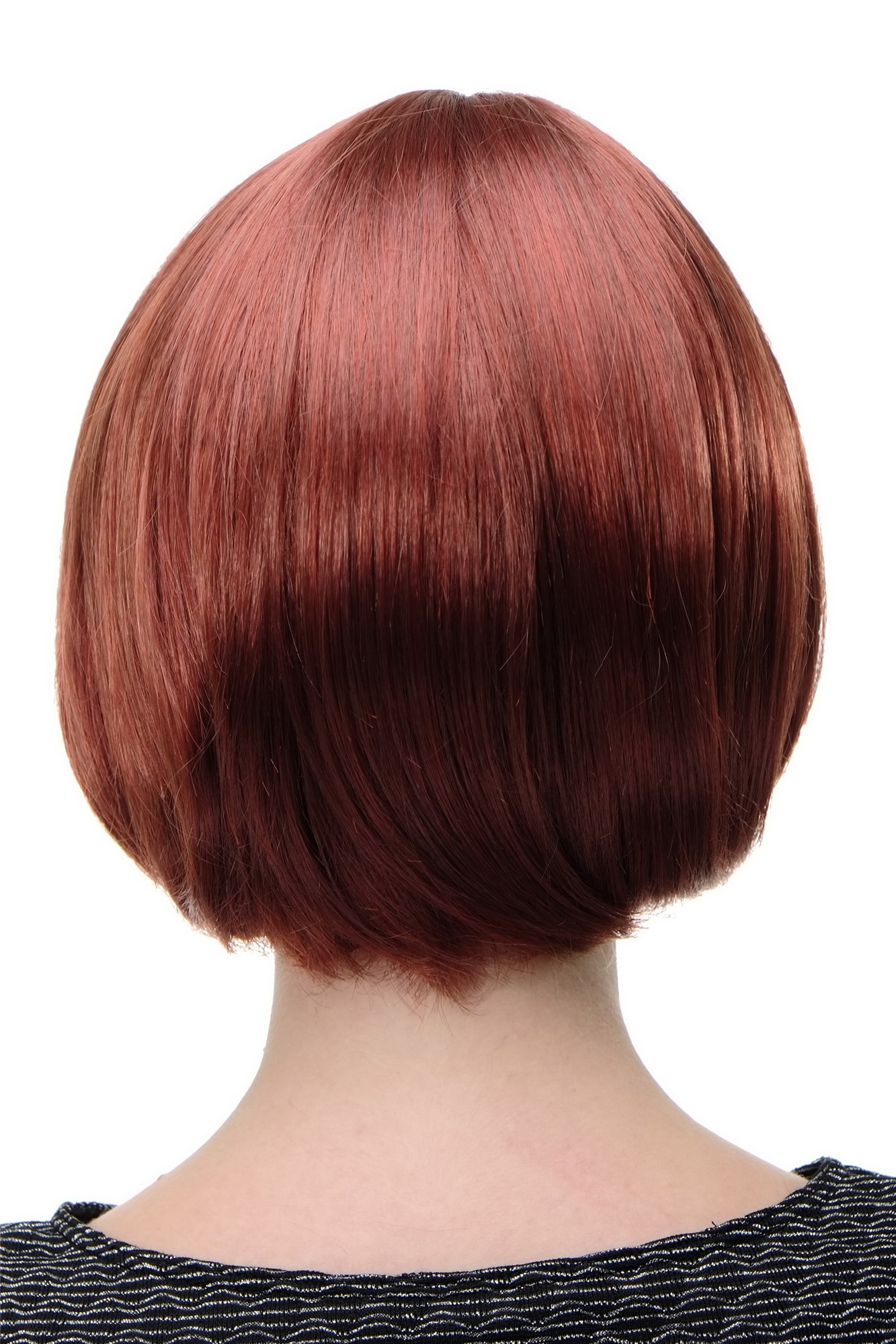 hochwertige Qualitätsperücken, Sexy Damen Bob Perücke glatte kurze Haare mit Pony Kupferrot Rot 703-350, Ansicht 4, WIG ME UP: Ihr Perücken Online Shop glatte Tressen-Perücke mit Kopfhaut-Imitat Kupferrot kurze Haare für Damen