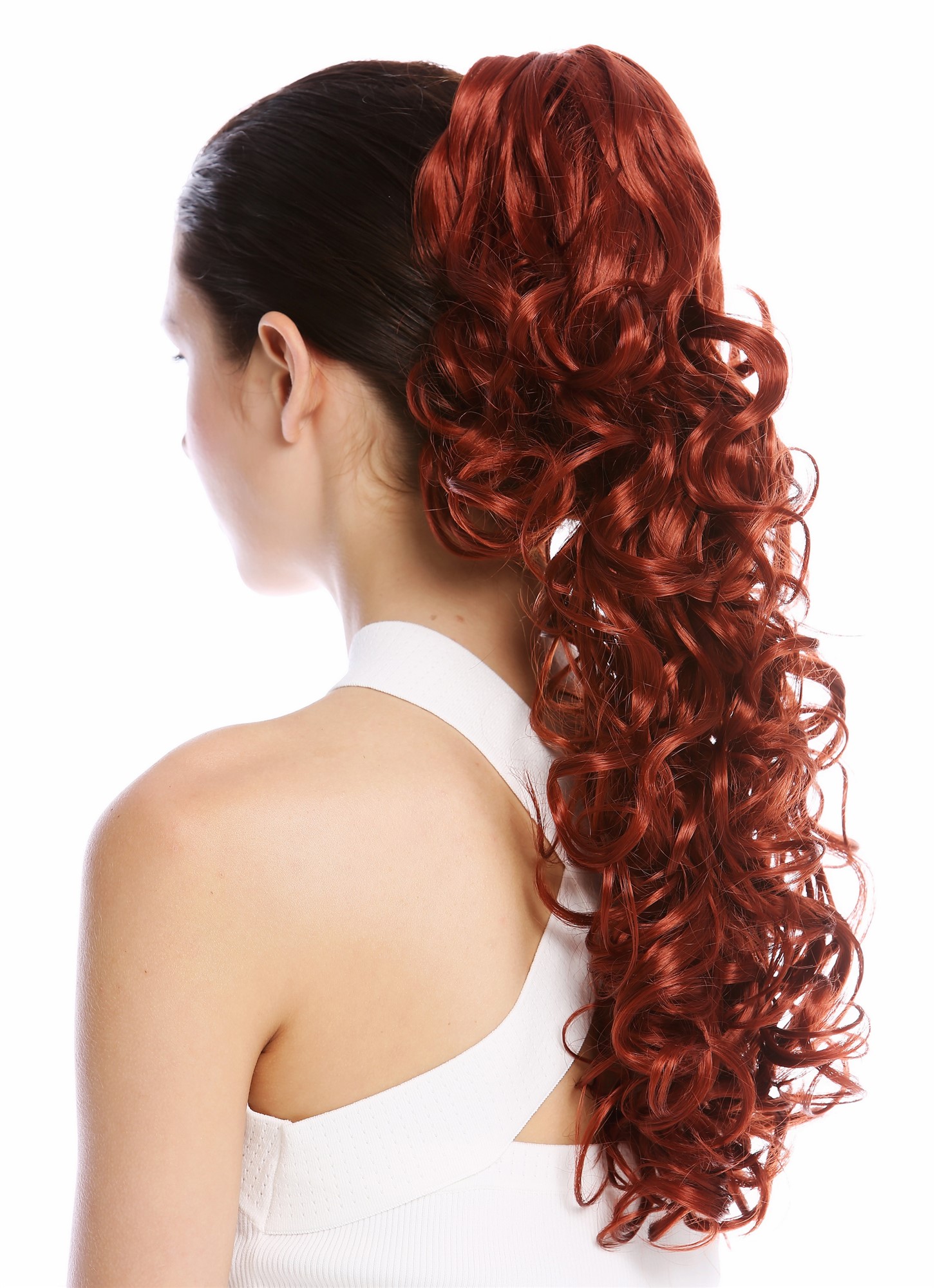 Ponytail Combs & Clamp long voluminous curled curls dark copper red N956, view 2, WIG ME UP: Your Perücken Online Shop Ponytails, copper, curled, long