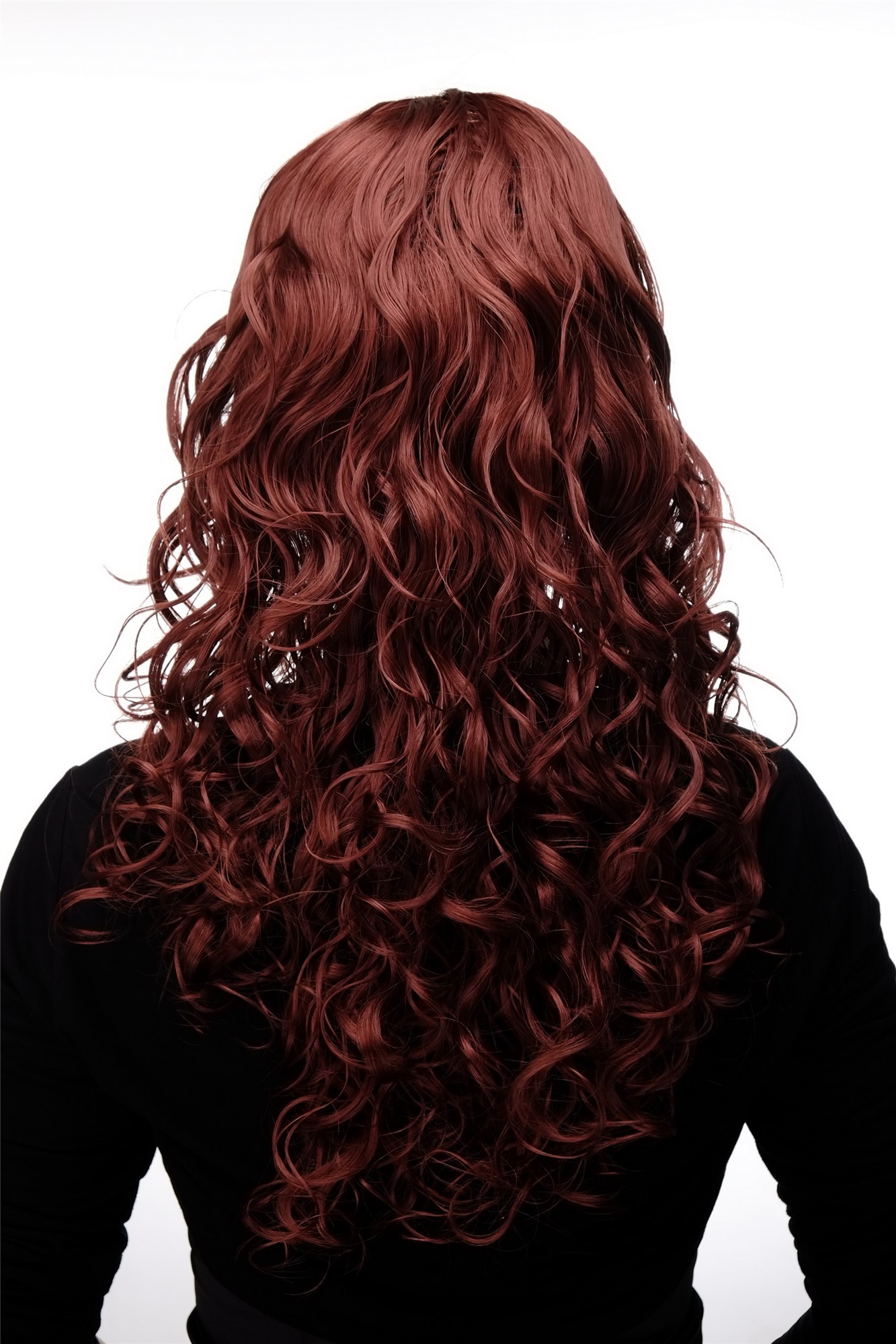 hochwertige Qualitätsperücken, Lockige sexy Frauen Perücke Rot Kupferrot M-103-350, Ansicht 4, WIG ME UP: Ihr Perücken Online Shop lockige Tressen-Perücke mit Kopfhaut-Imitat Kupferrot lange Haare für Damen