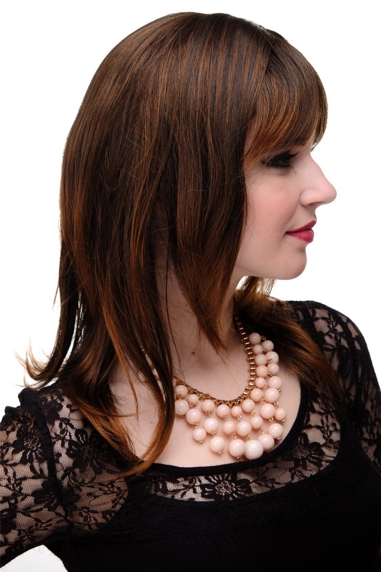 Lady wig medium length fringe parted to side straight layered chestnut mix 3003, view 3, WIG ME UP: Your Perücken Online Shop Quality Wigs, Ladies, black-brown-copper-brown mix, straight, long