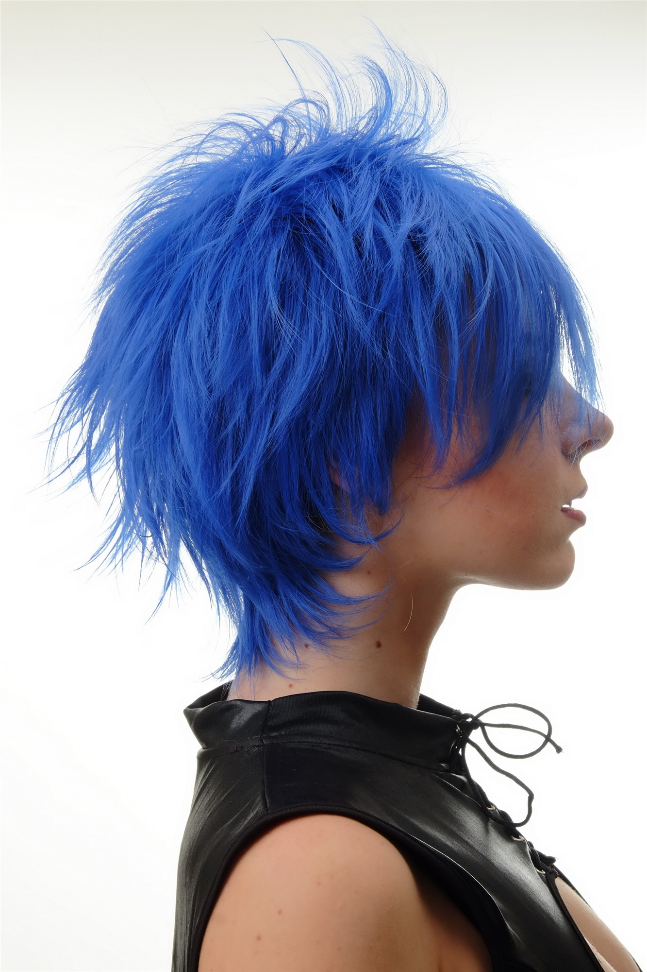 hochwertige Qualitätsperücken, Perücke Kurz Wilde Strähnen Wave 80er Blau Lavendelblau BLUE144-T2512, Ansicht 3, WIG ME UP: Ihr Perücken Online Shop wellige Tressen-Perücke Lavendelblau kurze Haare für Damen