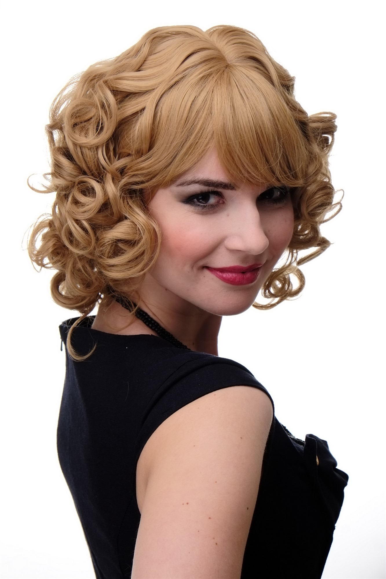 hochwertige Qualitätsperücken, Perücke Cosplay Prinzessin Blond-Mix Lockig GF-W2171-22-144, Ansicht 3, WIG ME UP: Ihr Perücken Online Shop lockige Tressen-Perücke mit Kopfhaut-Imitat Karamellblond-Gelbblond-Mix schulterlange Haare für Damen