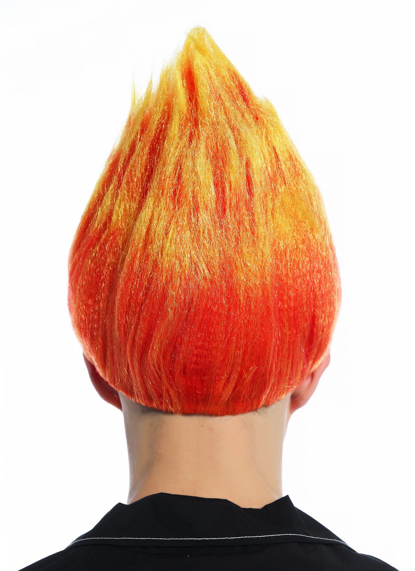 Wig teased pointy red yellow tips flower troll puck fire demon devil CW-057 , view 4, WIG ME UP: Your Perücken Online Shop Party Wig, Unisex, neon red with yellow tips, wavy, short