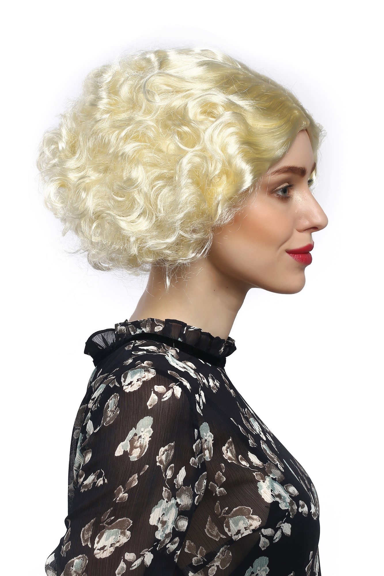 Lady Party Wig Halloween Fancy Dress 20s 30s Fashion Charleston Swing Chicago middle parting blond, front view, WIG ME UP: Your Perücken Online Shop Party Wig, Ladies, Blonde, curled, short