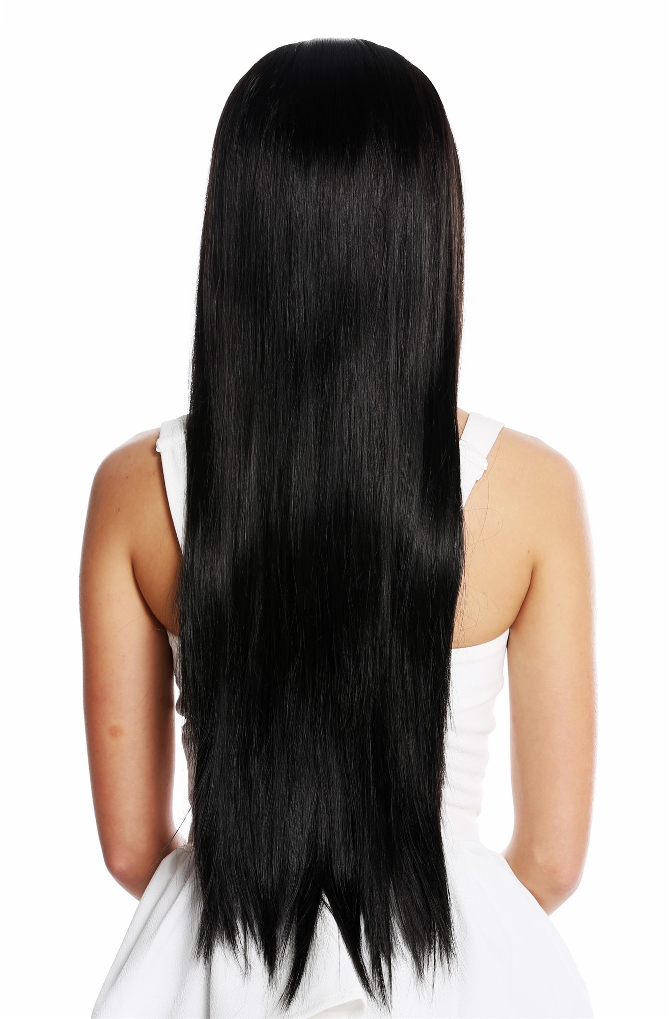 Women's wig lady very long sleek middle parting black K9293L, view 4, WIG ME UP: Your Perücken Online Shop Quality Wigs, Ladies, black-brown, straight, very long