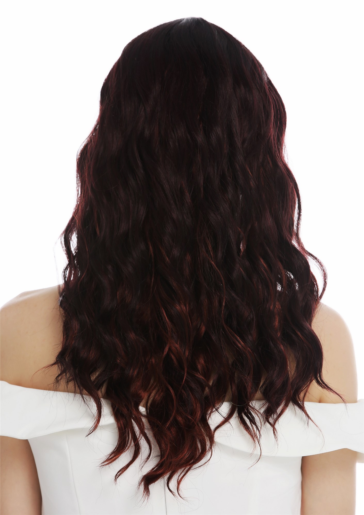 Women's wig ladies long wavy water wave middle parting black red highlights VK-9, view 6, WIG ME UP: Your Perücken Online Shop Quality Wigs, Ladies, black-red mix, wavy, long