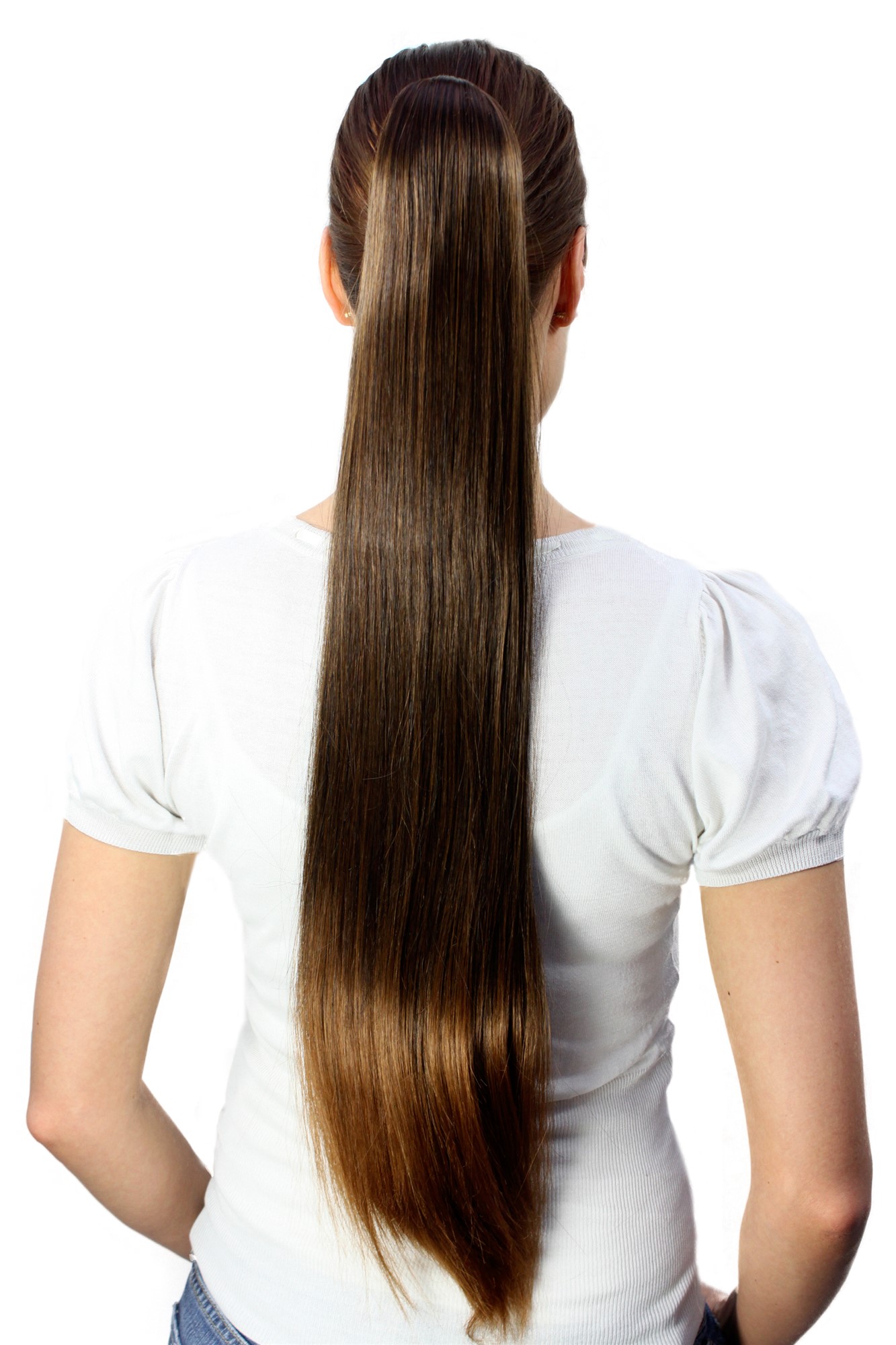 Ponytails, brown mix, straight, long