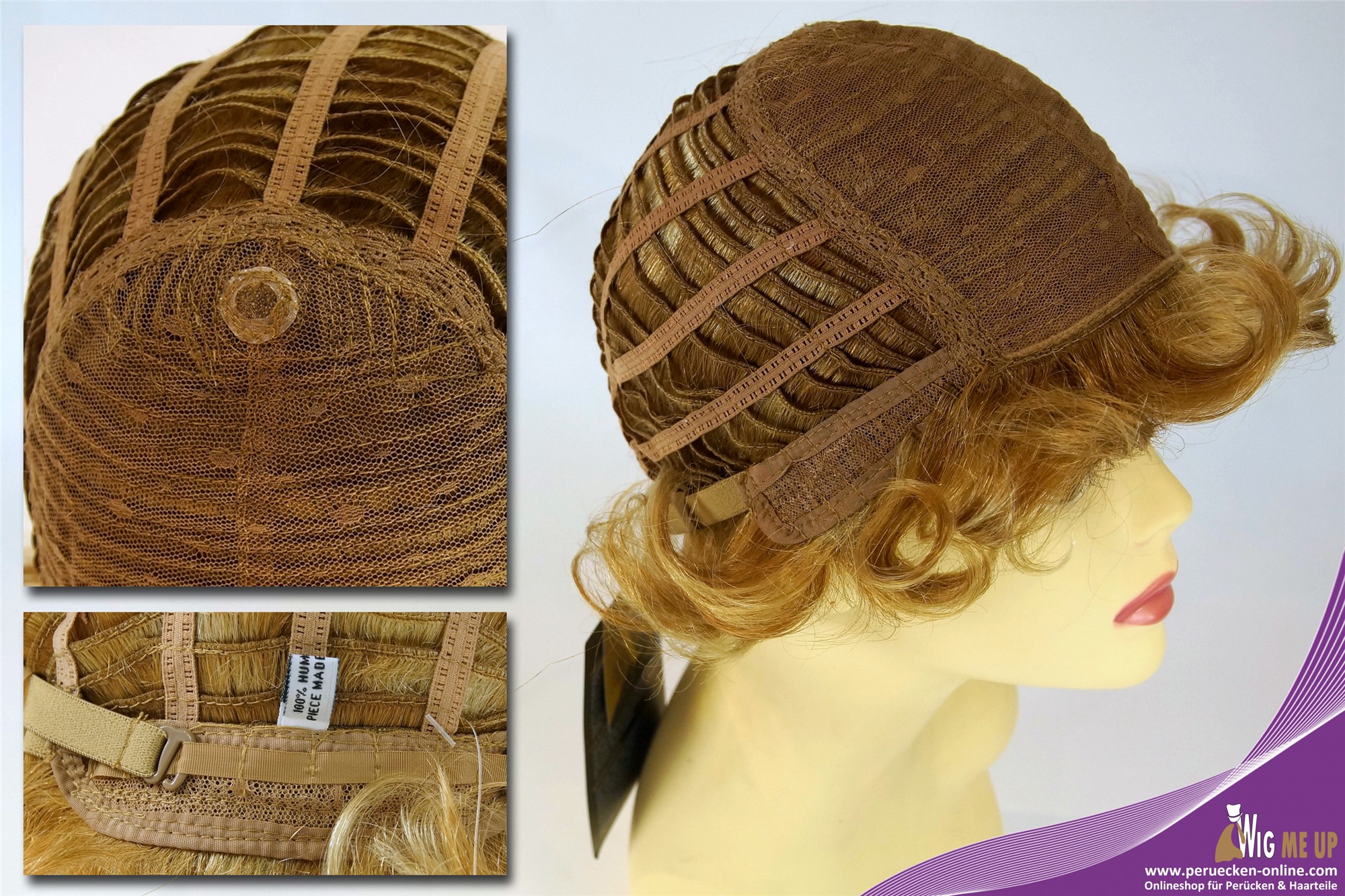 Quality Wigs, Unisex, blond mix, wavy, short, Real Human Hair