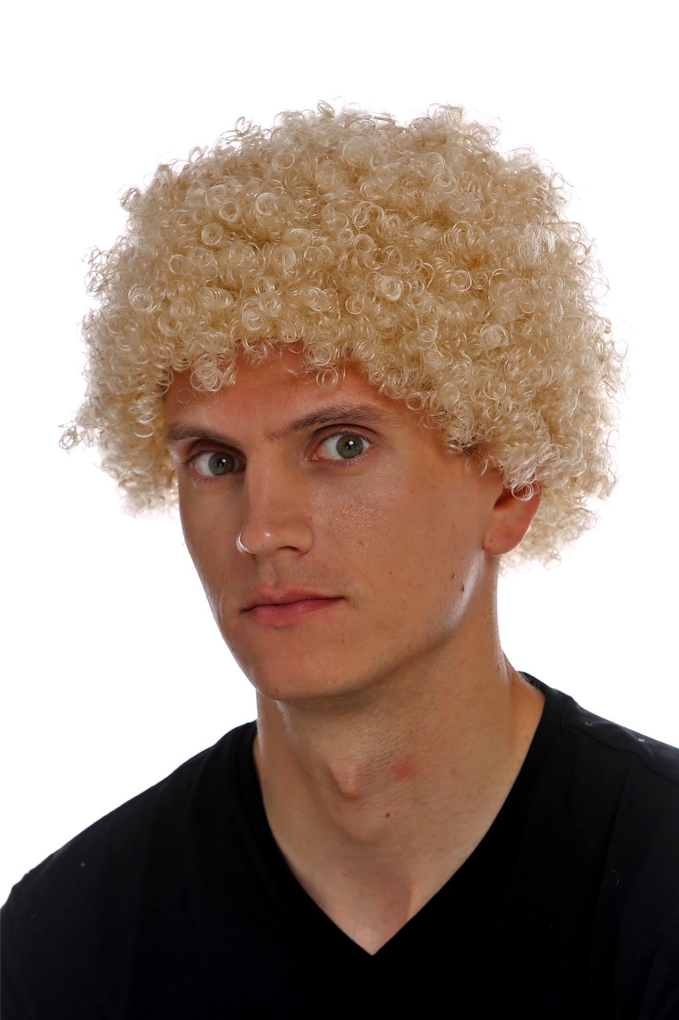 Wig carnival men women clown short afro frizzy curly frizzy head blonde MMAM-9M, view 2, WIG ME UP: Your Perücken Online Shop Party Wig, Unisex, champagne blonde, curled, short