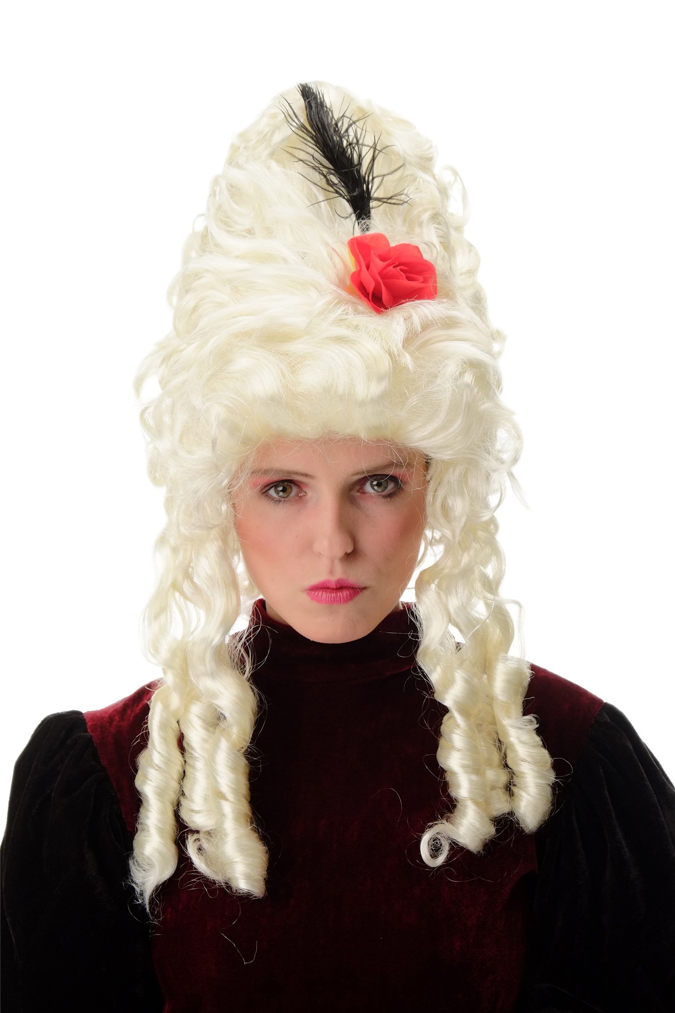 Lady Party Wig Baroque huge Beehive Platinum Blond curls Marie Antoinette PT0045, front view, WIG ME UP: Your Perücken Online Shop Party Wig, Ladies, Blonde, curled, long