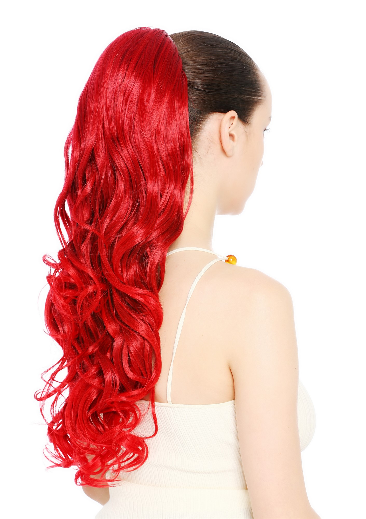 Zopf Pferdeschwanz Steckkämme lang oben glatt unten gelockt 55 cm Rot und Braune Strähnchen N1555A-39BTC13