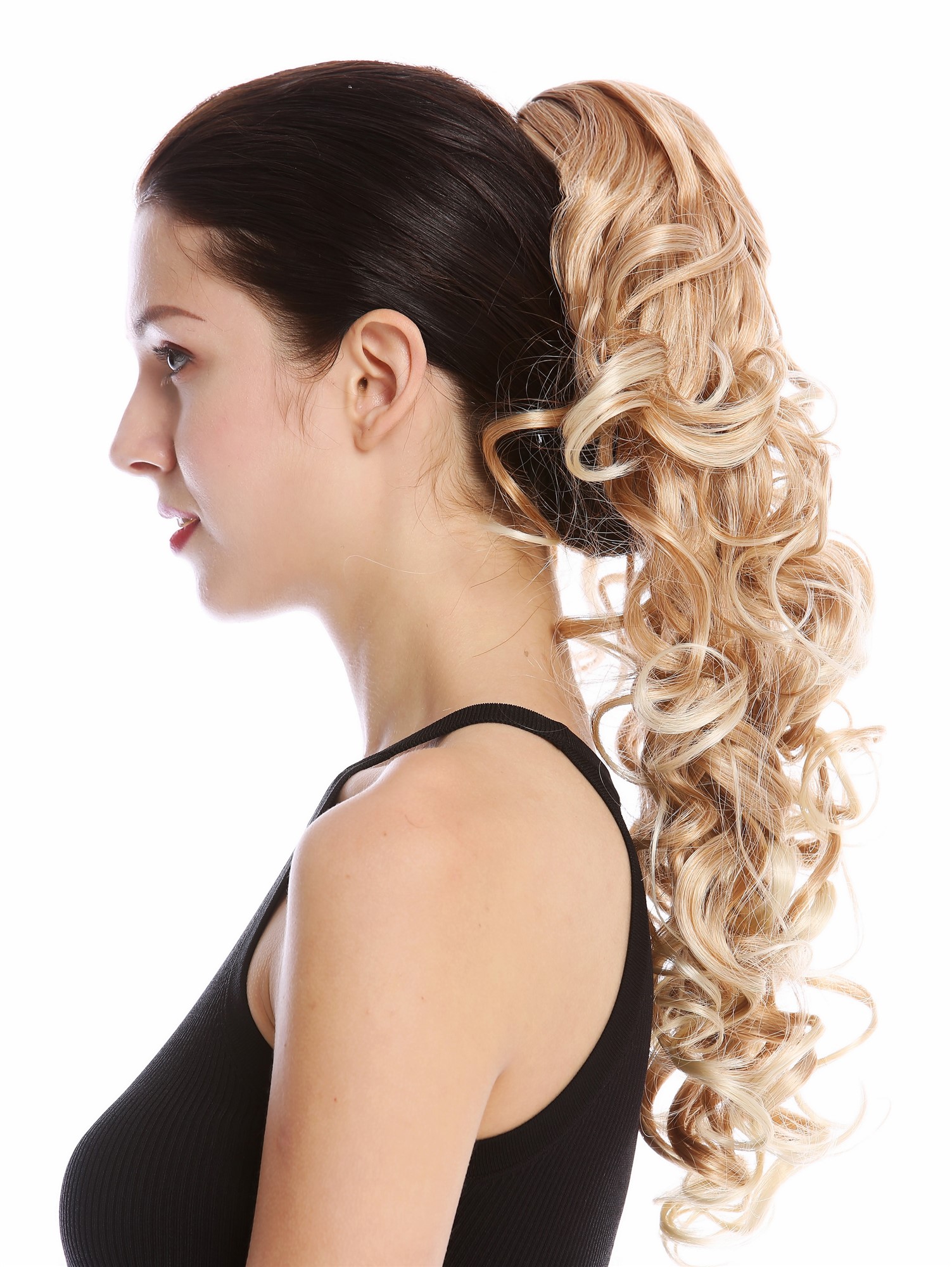 Ponytail Combs Clamp long voluminous curled curls blond platinum highlights N956, view 3, WIG ME UP: Your Perücken Online Shop Ponytails, blond mix, curled, long