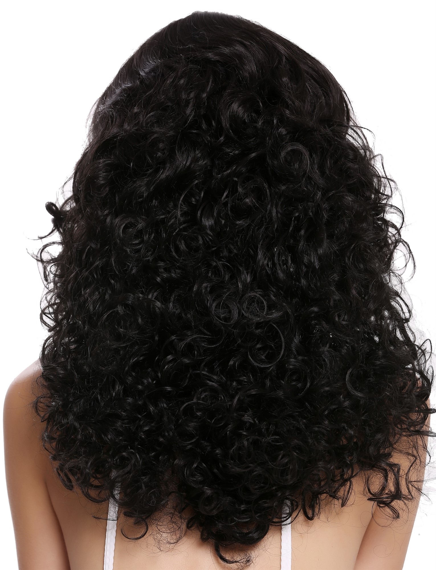 hochwertige Qualitätsperücken, Perücke Lang Volumen Seitenscheitel Schwarz 1355AB-2, Ansicht 4, WIG ME UP: Ihr Perücken Online Shop lockige Tressen-Perücke mit Kopfhaut-Imitat Schwarzbraun lange Haare für Damen