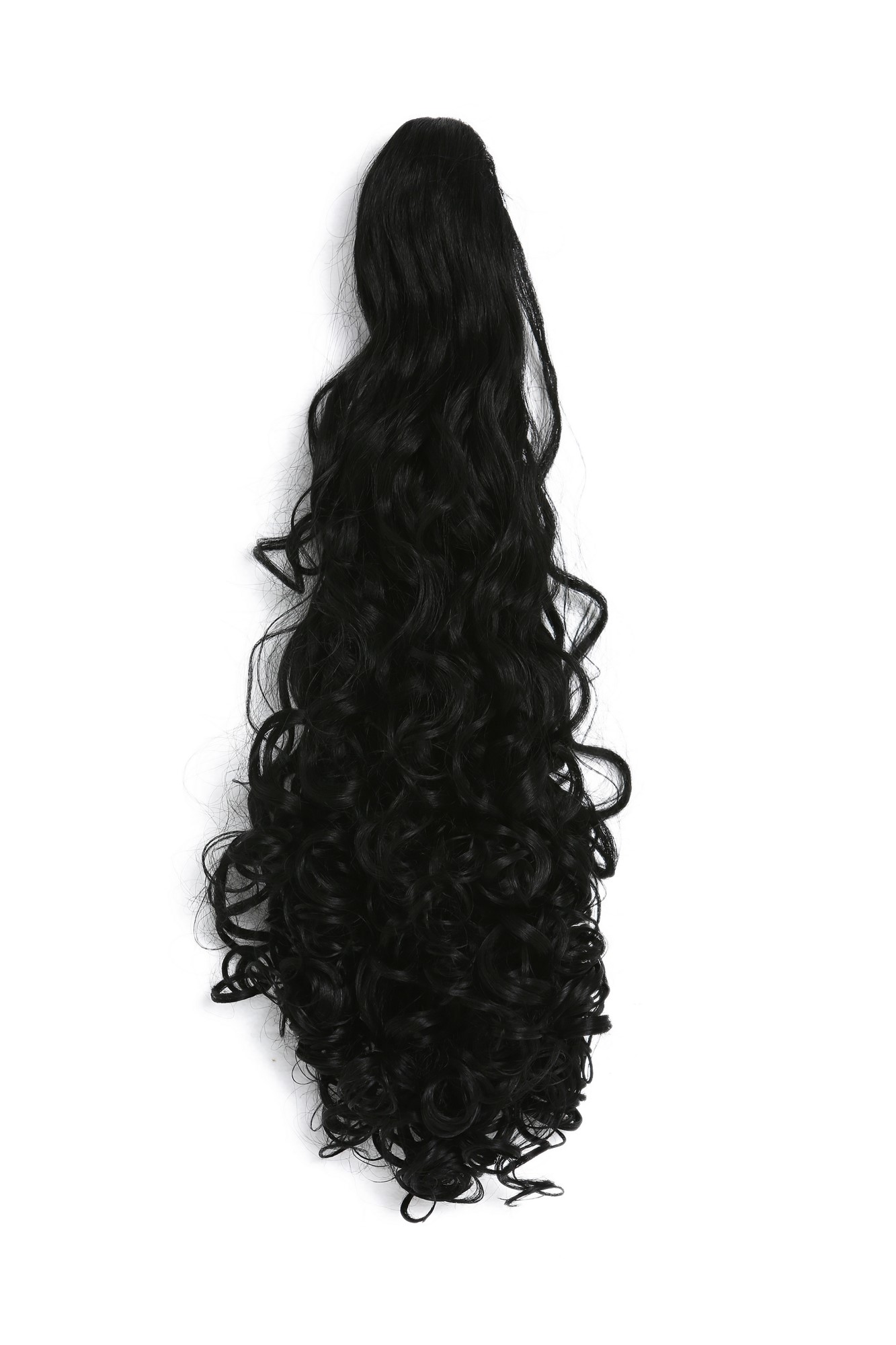 hochwertiger Zopf Pferdeschwanz lockig voluminös lang Schwarz 9563B-1, Ansicht 7, WIG ME UP: Ihr Perücken Online Shop lockiges Zopf-Haarteil Schwarz 55 cm lang