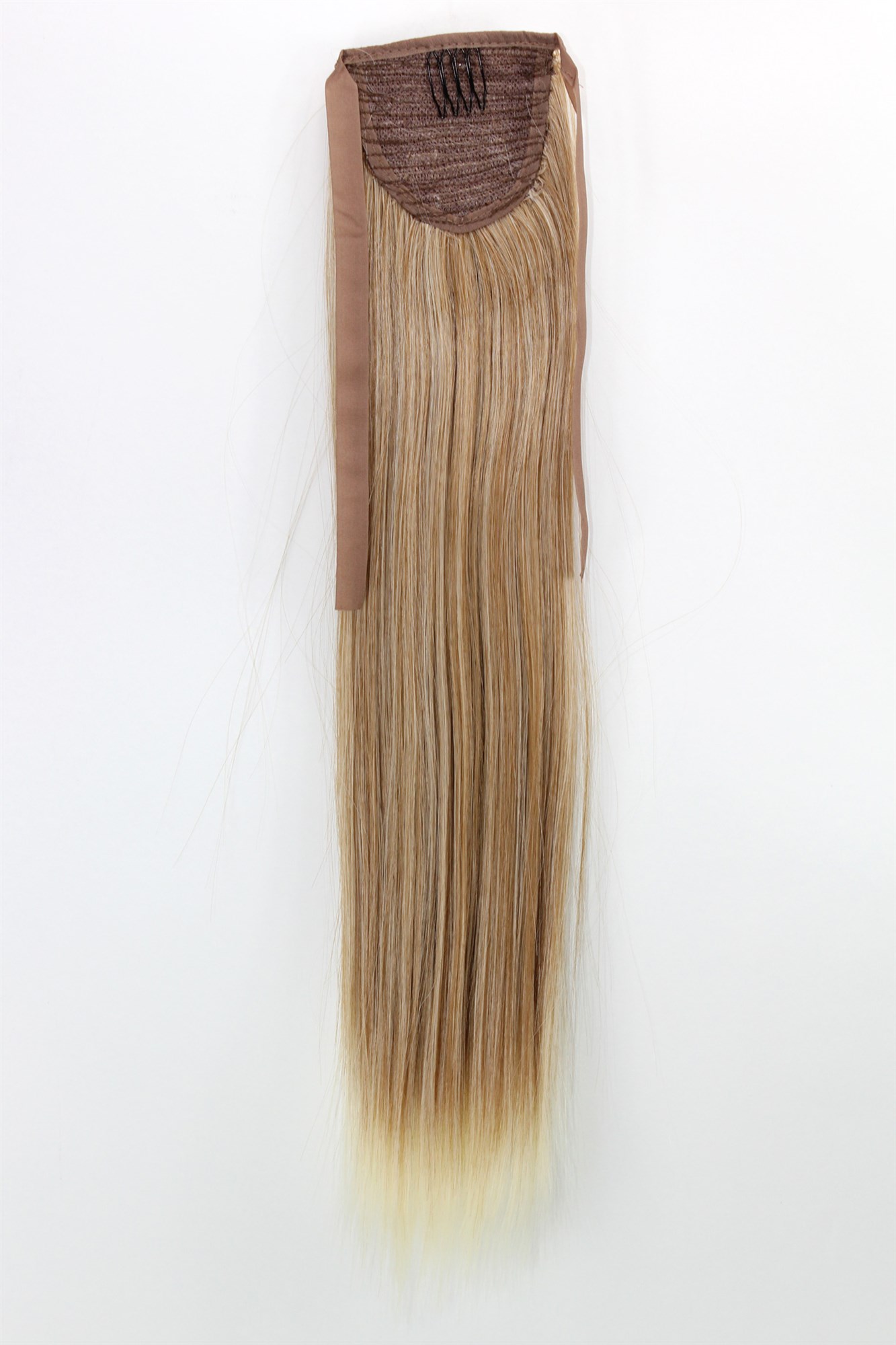 hochwertiges Haarteil Kupfer-Lichtblond-Mix glatt Band + Klammer Befestigung YZF-TS18-27T613, Ansicht 2, WIG ME UP: Ihr Perücken Online Shop glattes Zopf-Haarteil Kupfer-Hell-Blond-Mix 45 cm lang